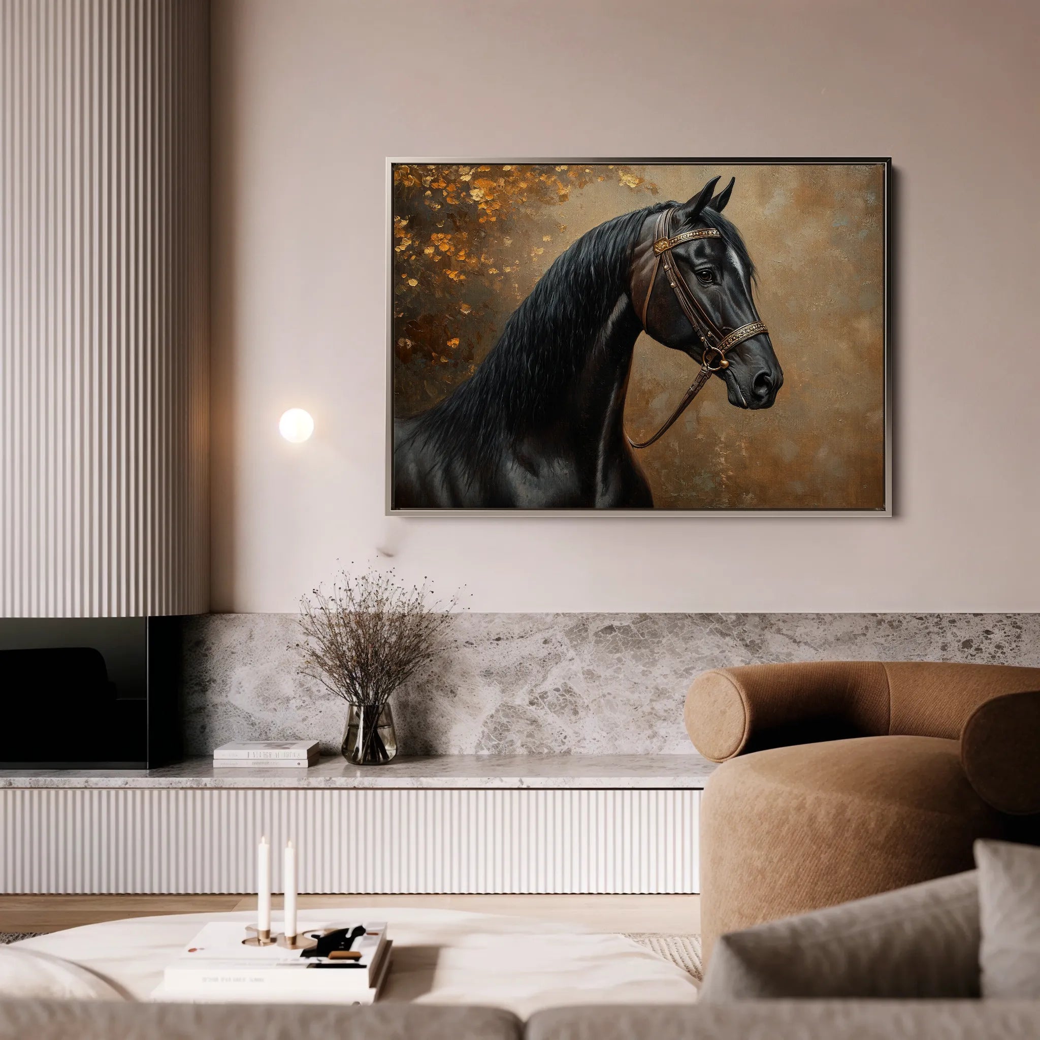 Horses 196 Canvas Art 60 x 40 cm / Black