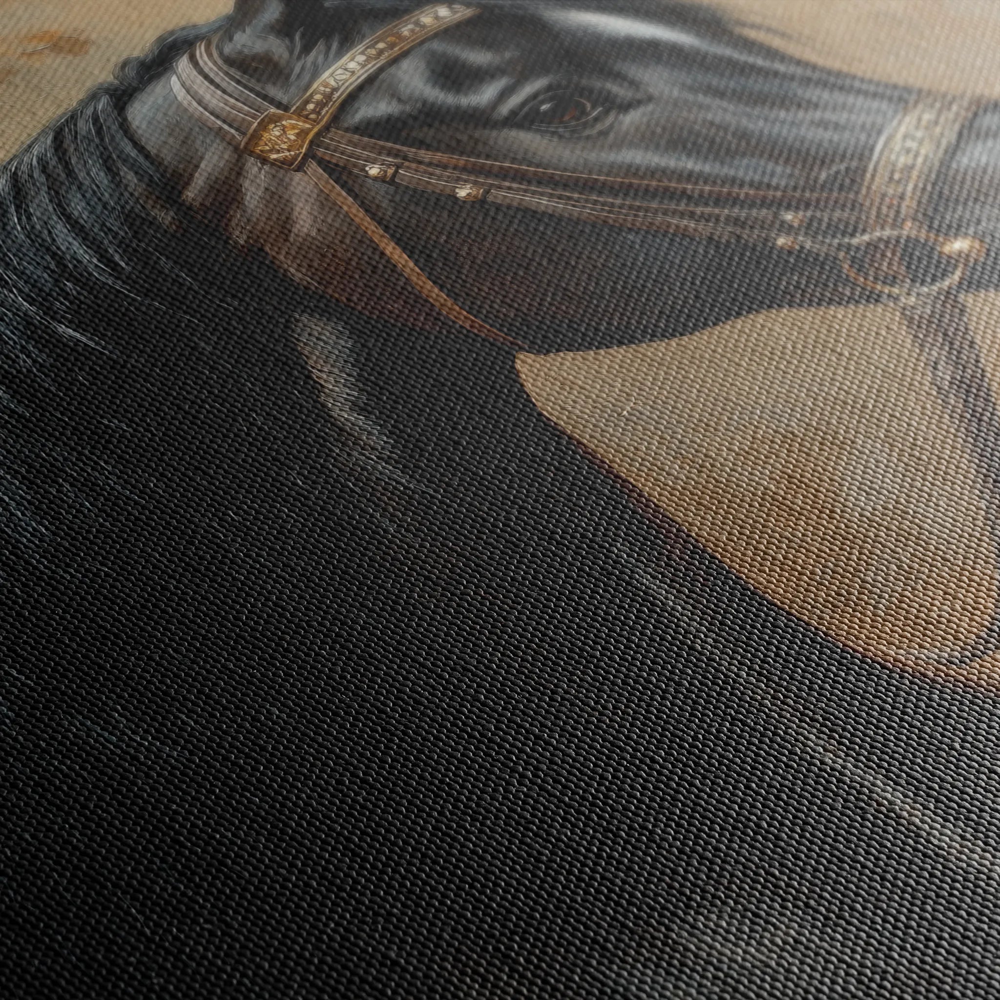 Horses 196 Canvas Art 60 x 40 cm / Black
