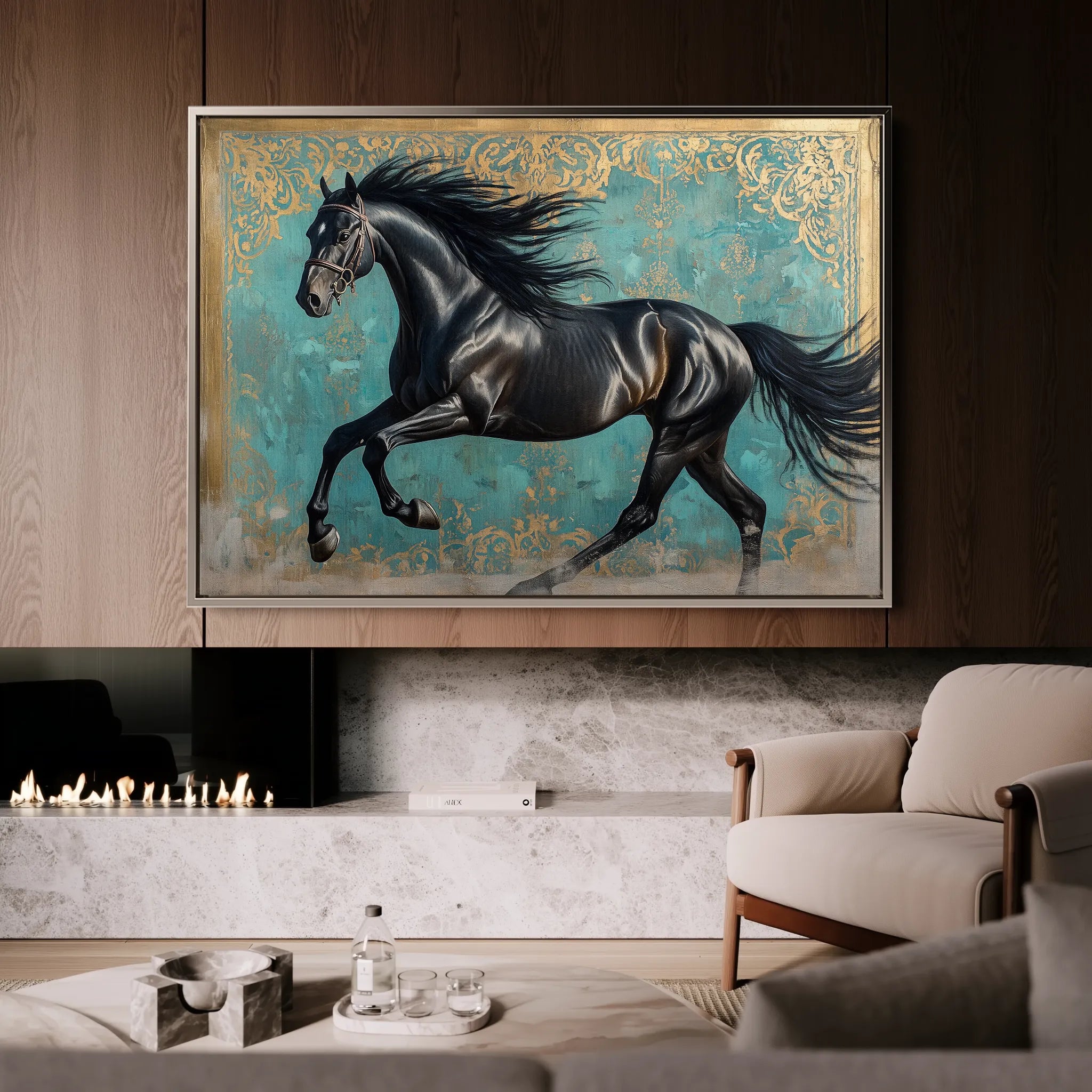 Horses 197 Canvas Art 60 x 40 cm / Black