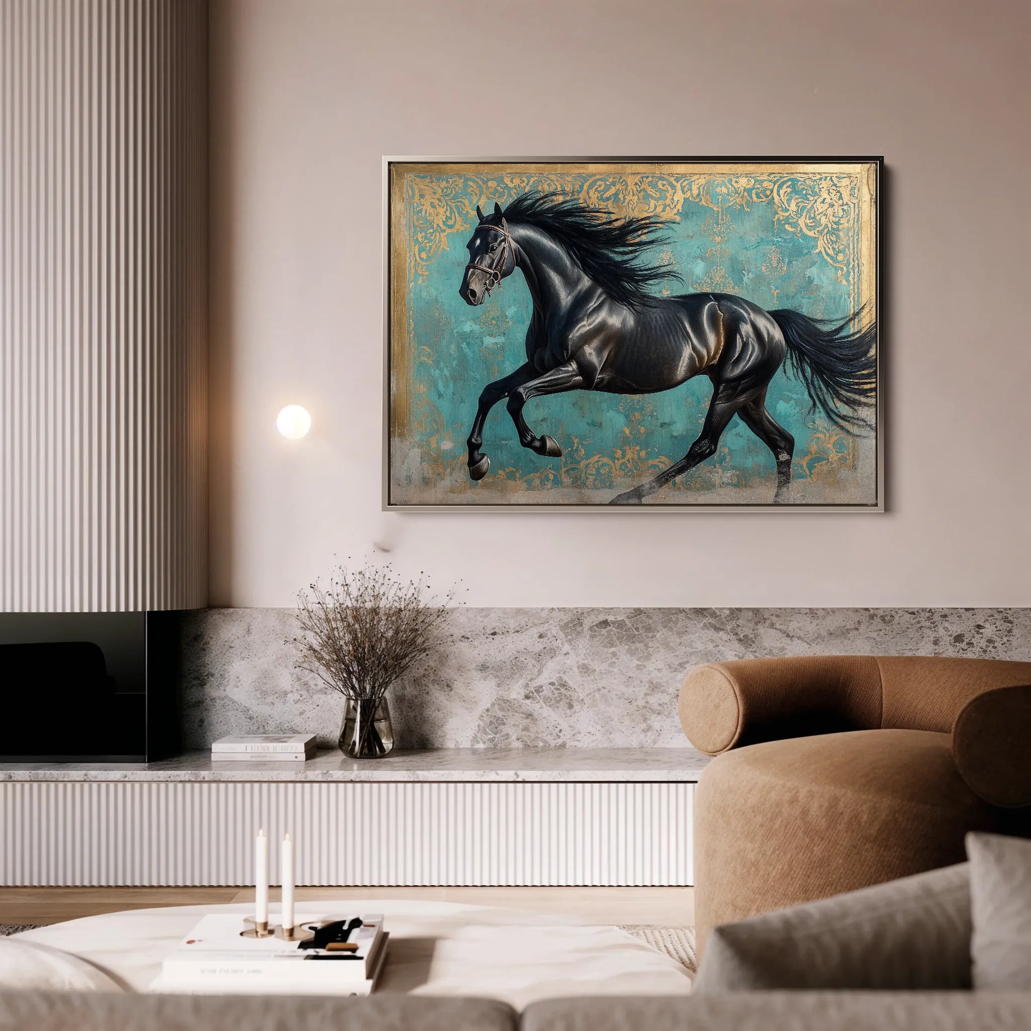 Horses 197 Canvas Art 60 x 40 cm / Black