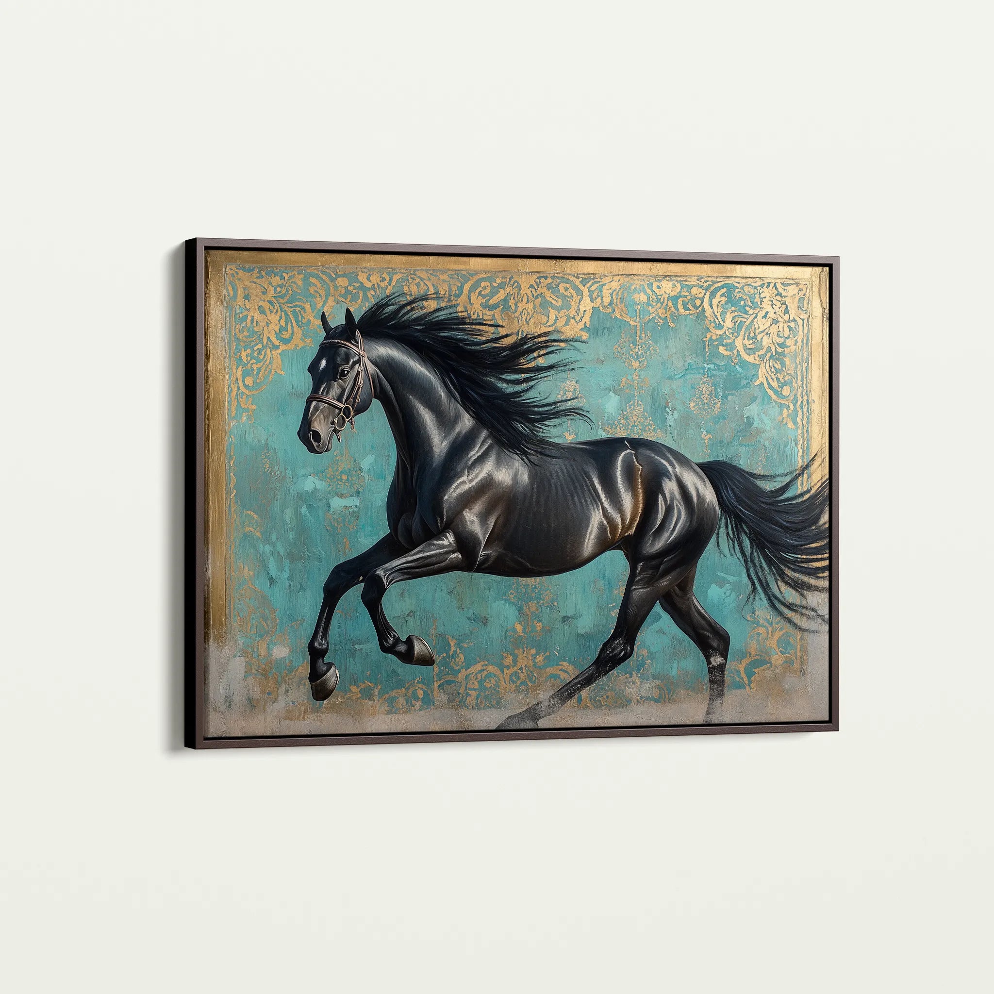 Horses 197 Canvas Art 60 x 40 cm / Black