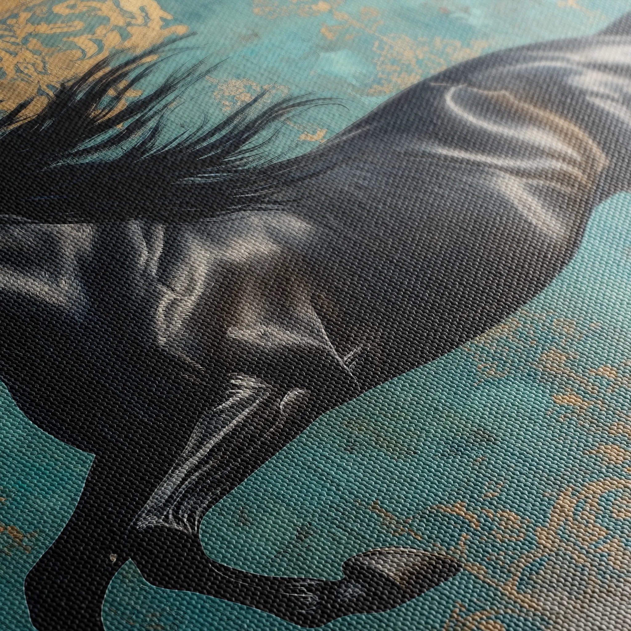 Horses 197 Canvas Art 60 x 40 cm / Black