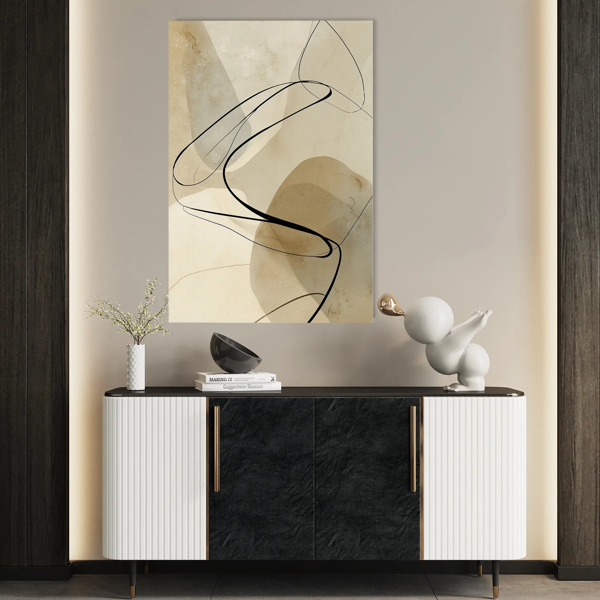 Abstract 1985 Canvas Art 60 x 40 cm / Black