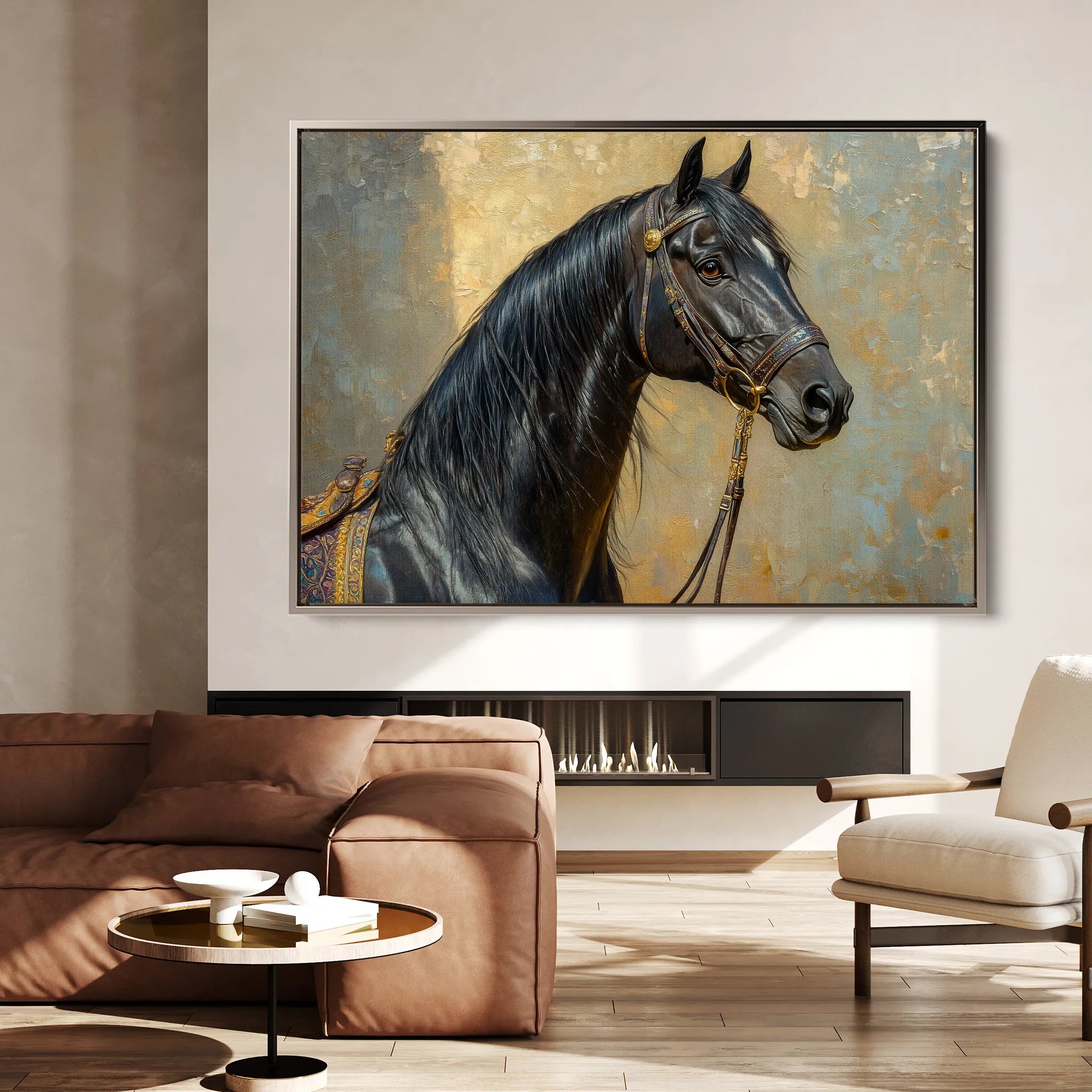 Horses 201 Canvas Art 60 x 40 cm / Black