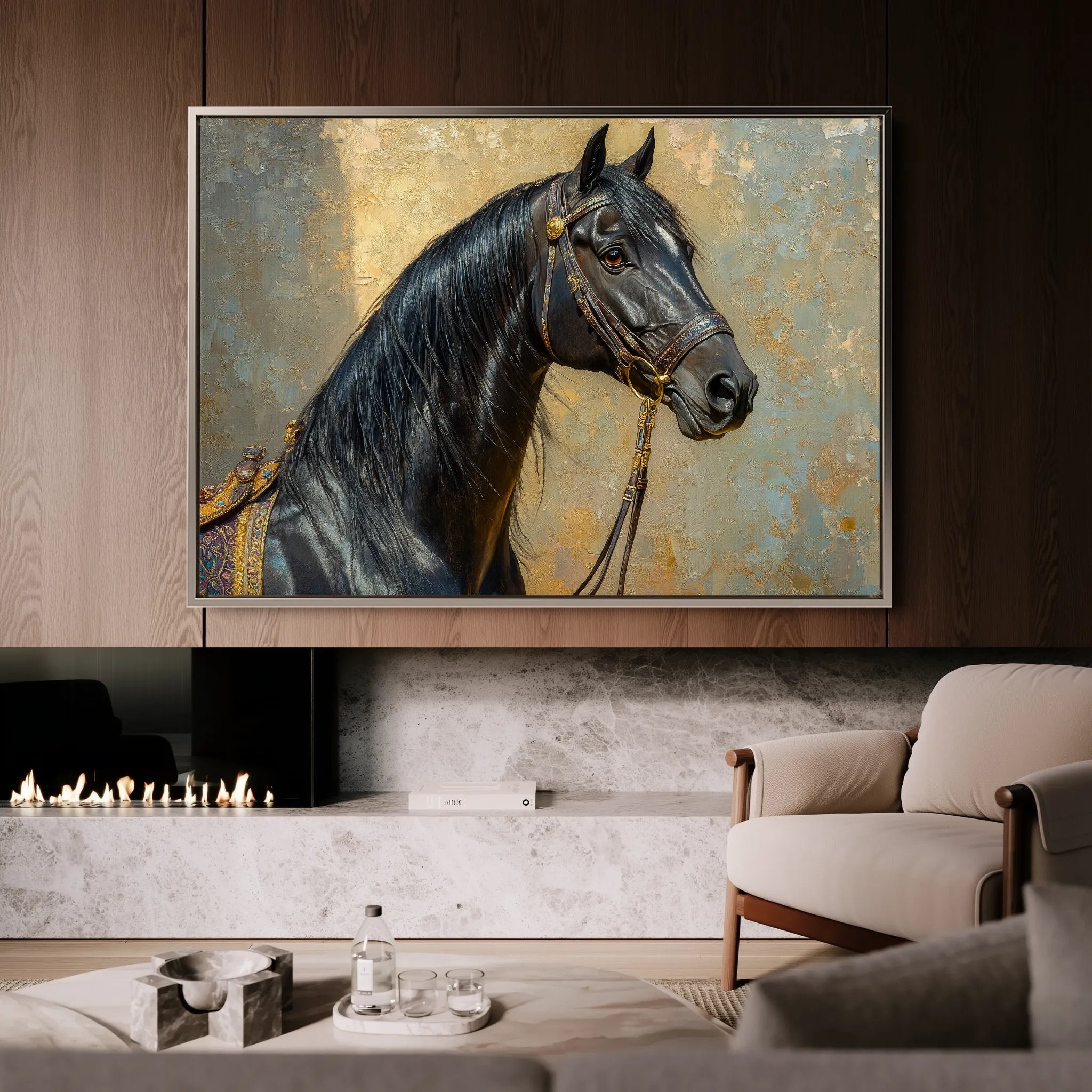 Horses 201 Canvas Art 60 x 40 cm / Black