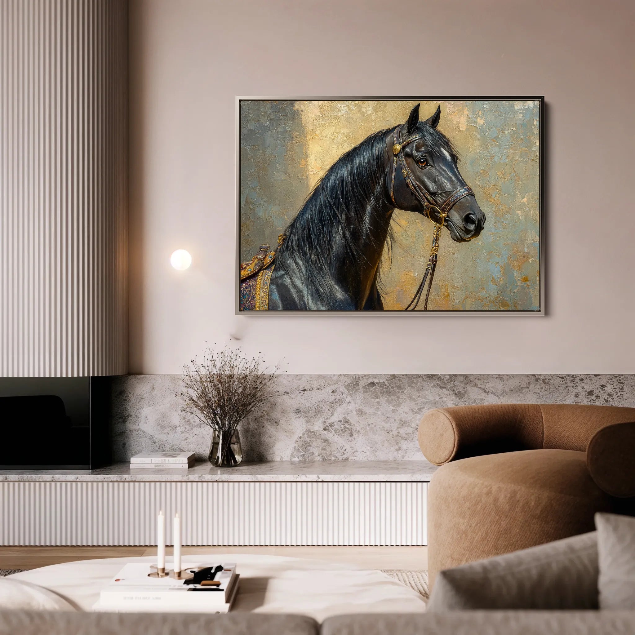 Horses 201 Canvas Art 60 x 40 cm / Black