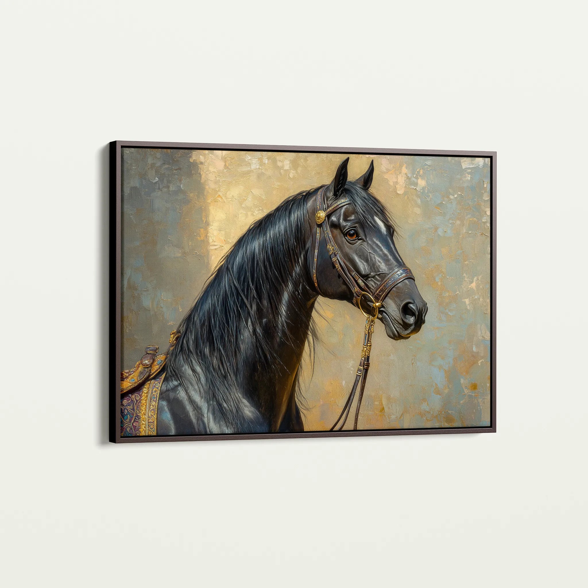 Horses 201 Canvas Art 60 x 40 cm / Black