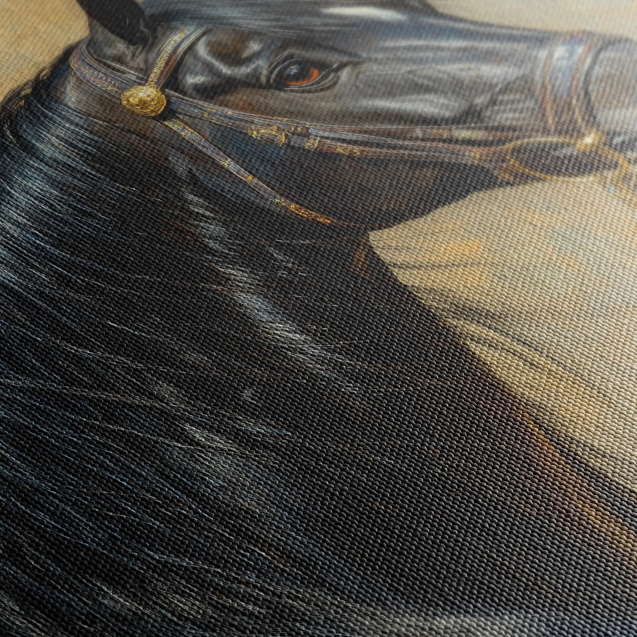 Horses 201 Canvas Art 60 x 40 cm / Black