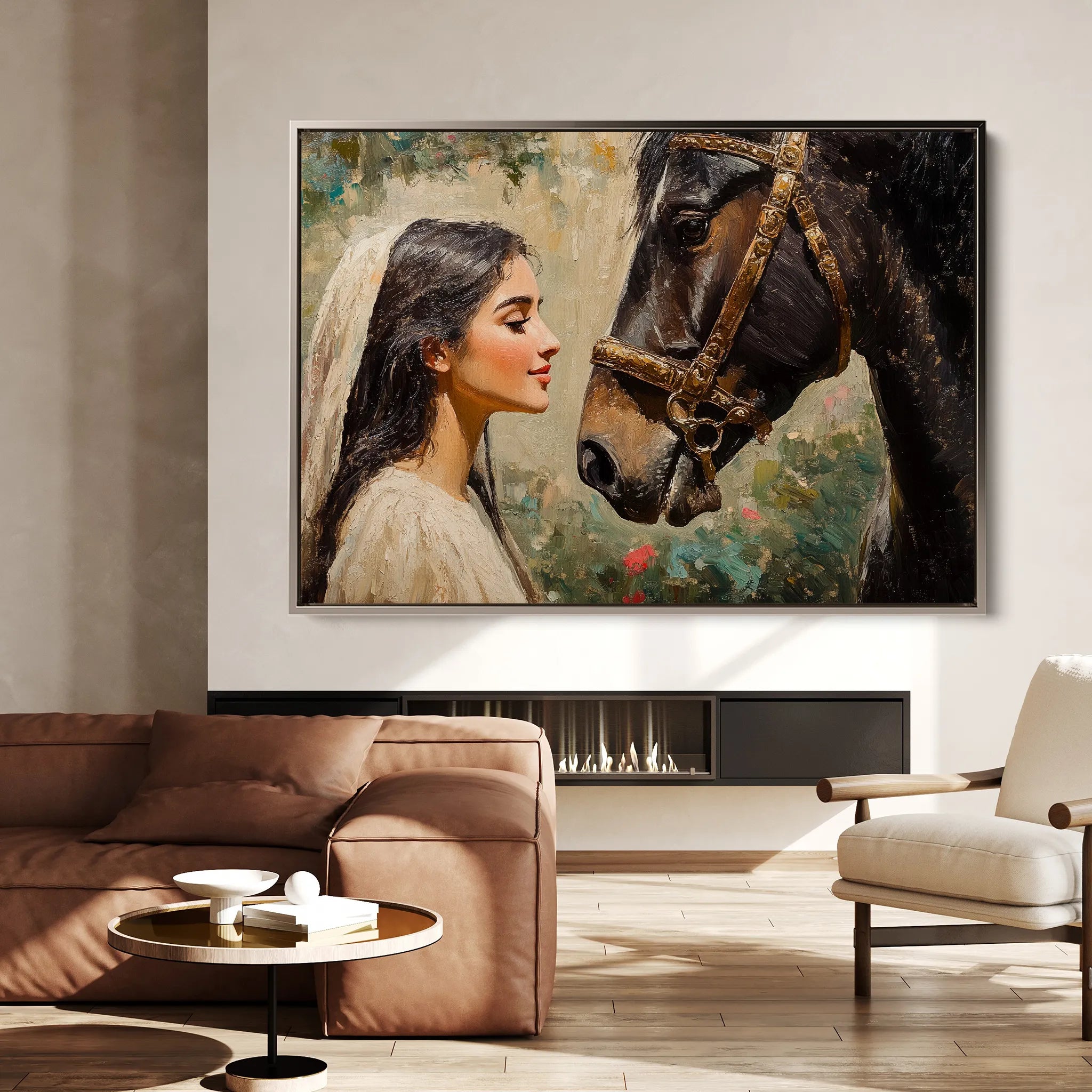 Horses 202 Canvas Art 60 x 40 cm / Black