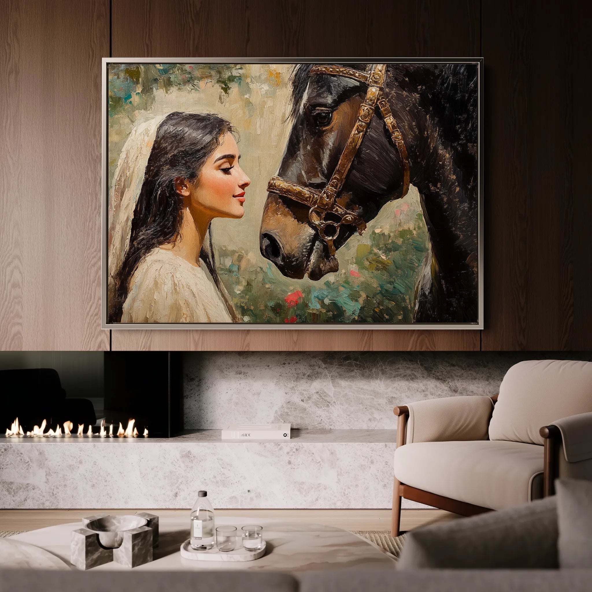 Horses 202 Canvas Art 60 x 40 cm / Black