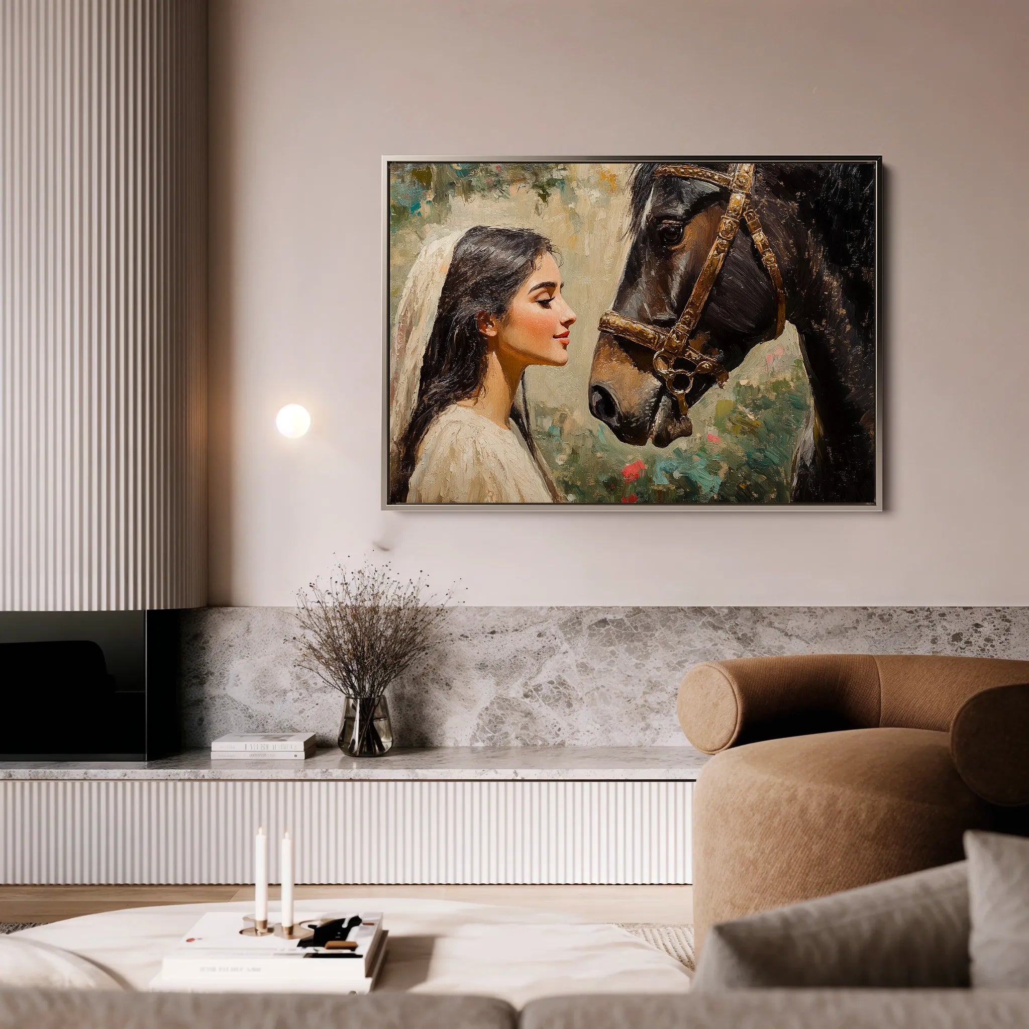 Horses 202 Canvas Art 60 x 40 cm / Black