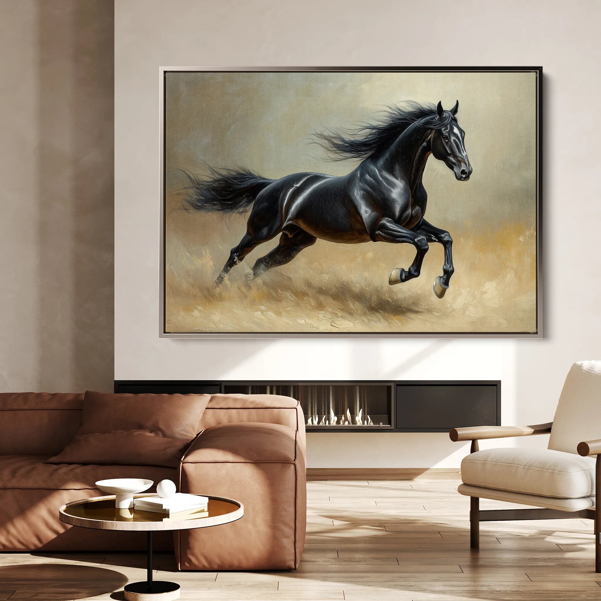 Horses 203 Canvas Art 60 x 40 cm / Black