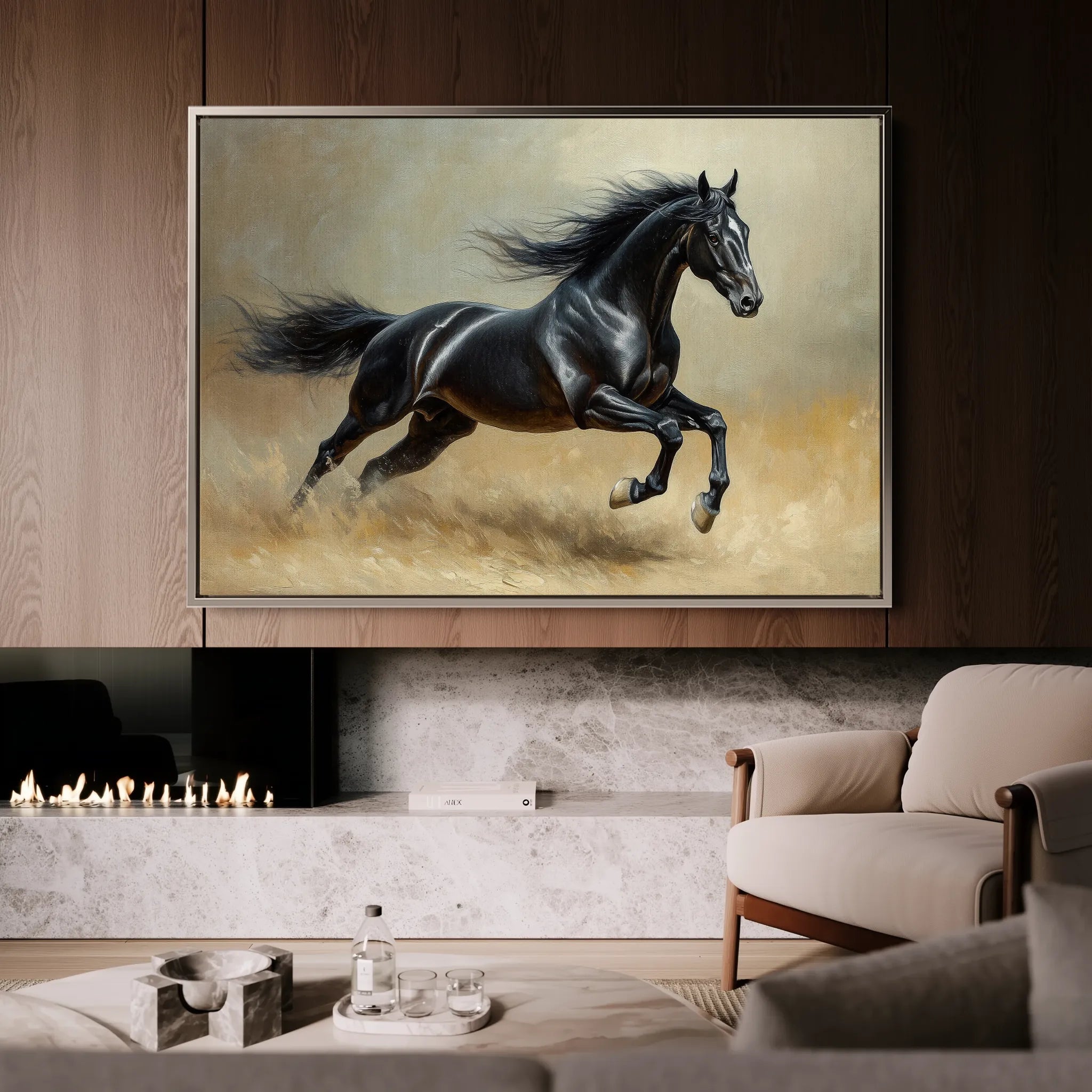 Horses 203 Canvas Art 60 x 40 cm / Black