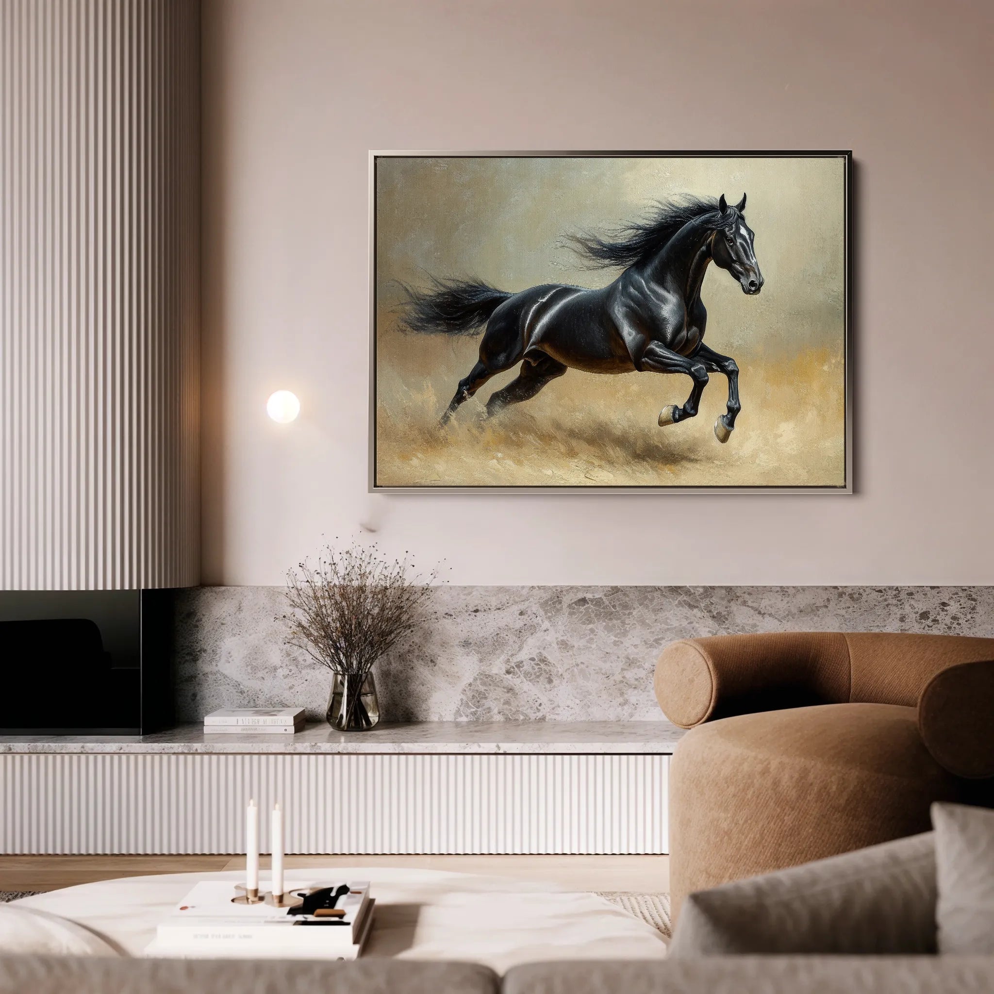 Horses 203 Canvas Art 60 x 40 cm / Black