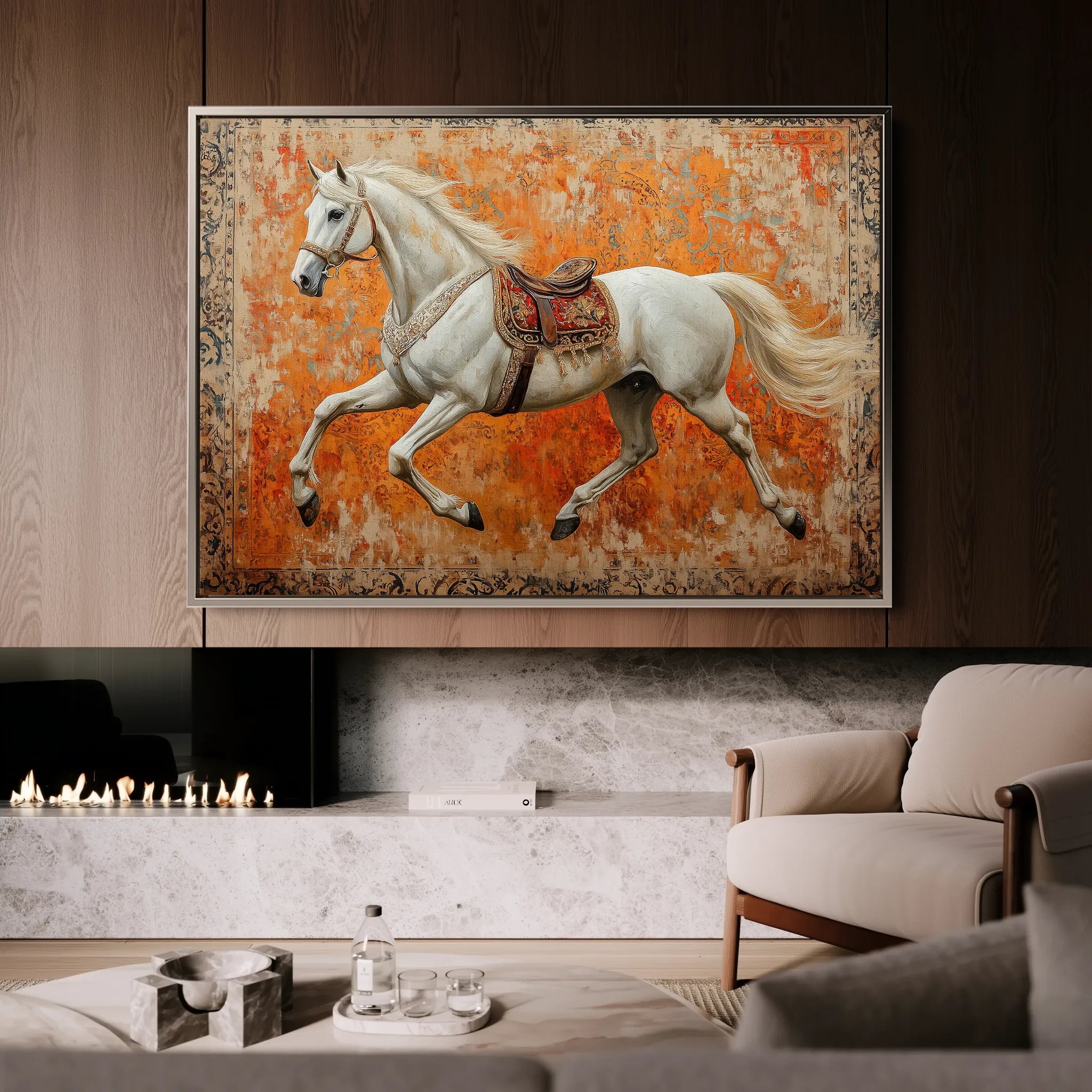 Horses 206 Canvas Art 60 x 40 cm / Black
