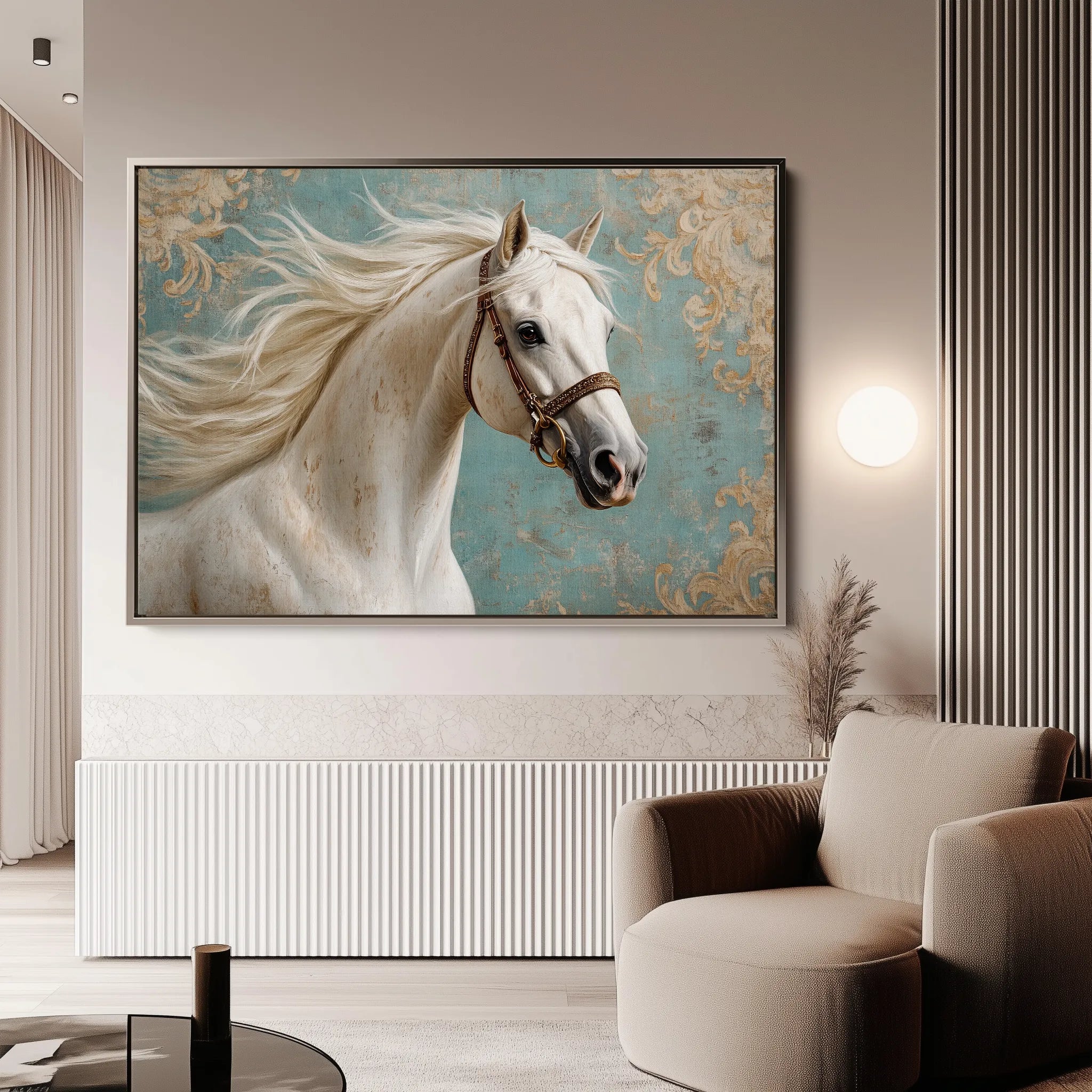 Horses 207 Canvas Art 60 x 40 cm / Black
