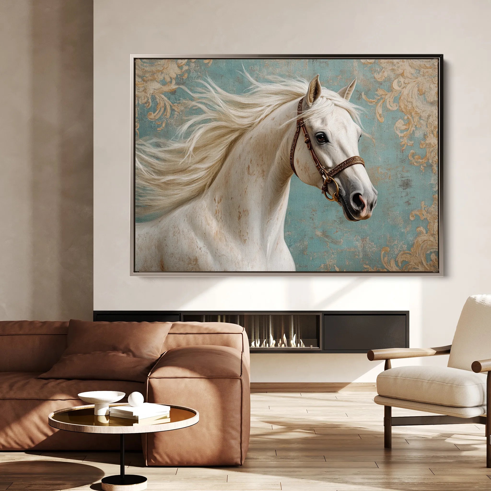 Horses 207 Canvas Art 60 x 40 cm / Black