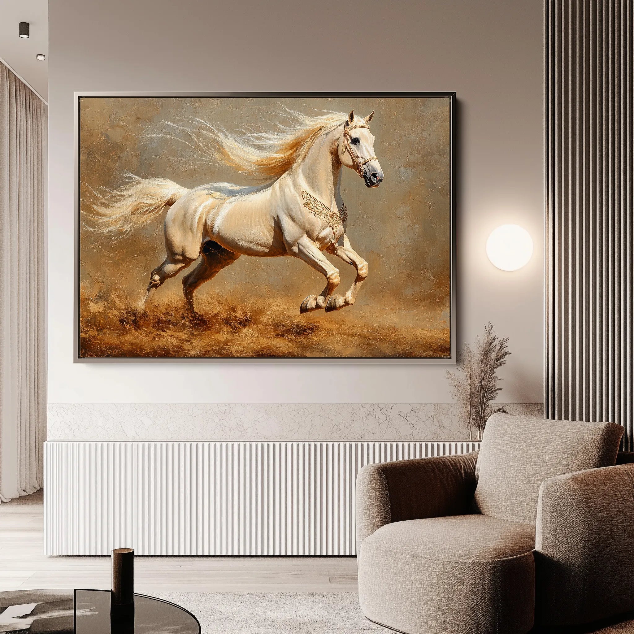 Horses 208 Canvas Art 60 x 40 cm / Black