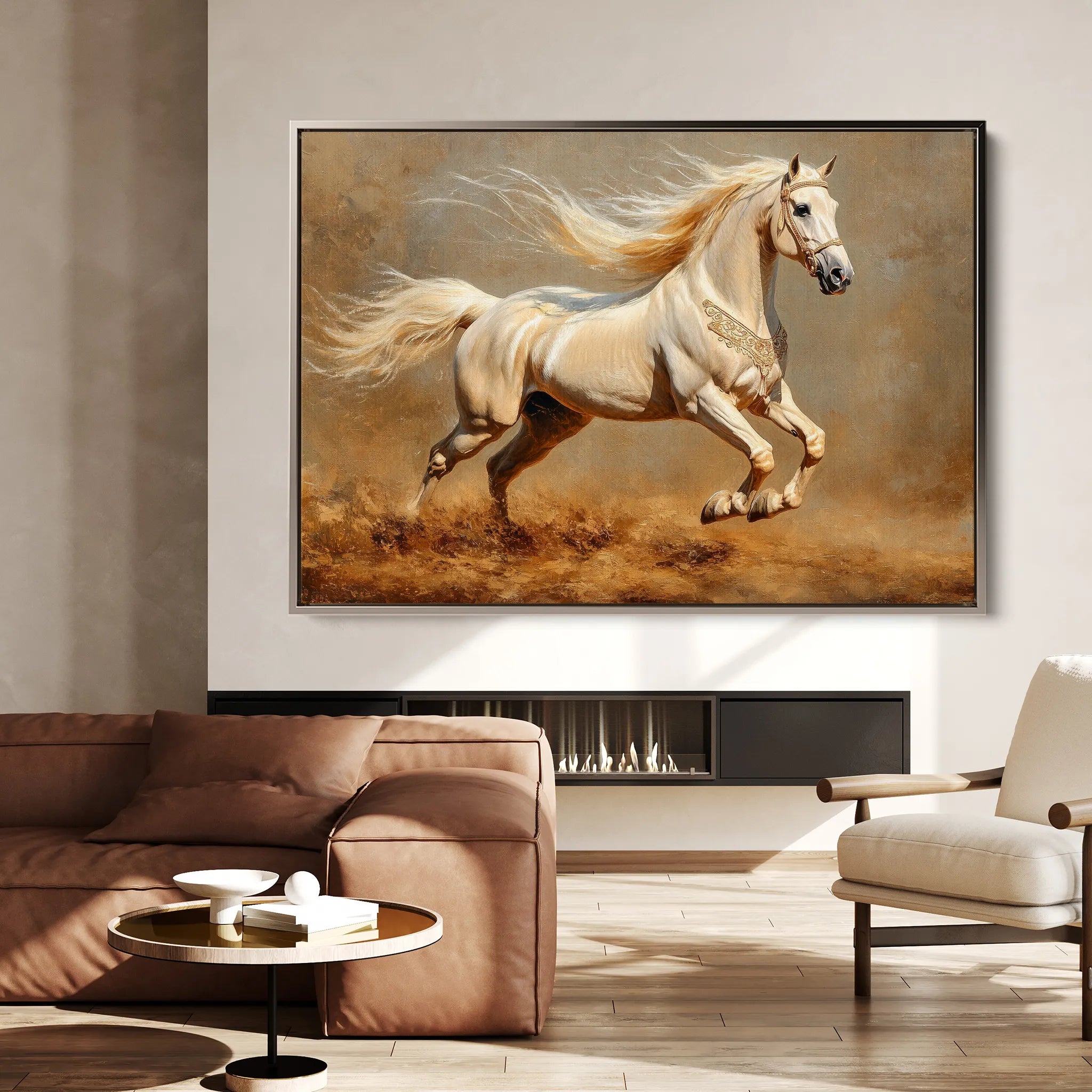 Horses 208 Canvas Art 60 x 40 cm / Black