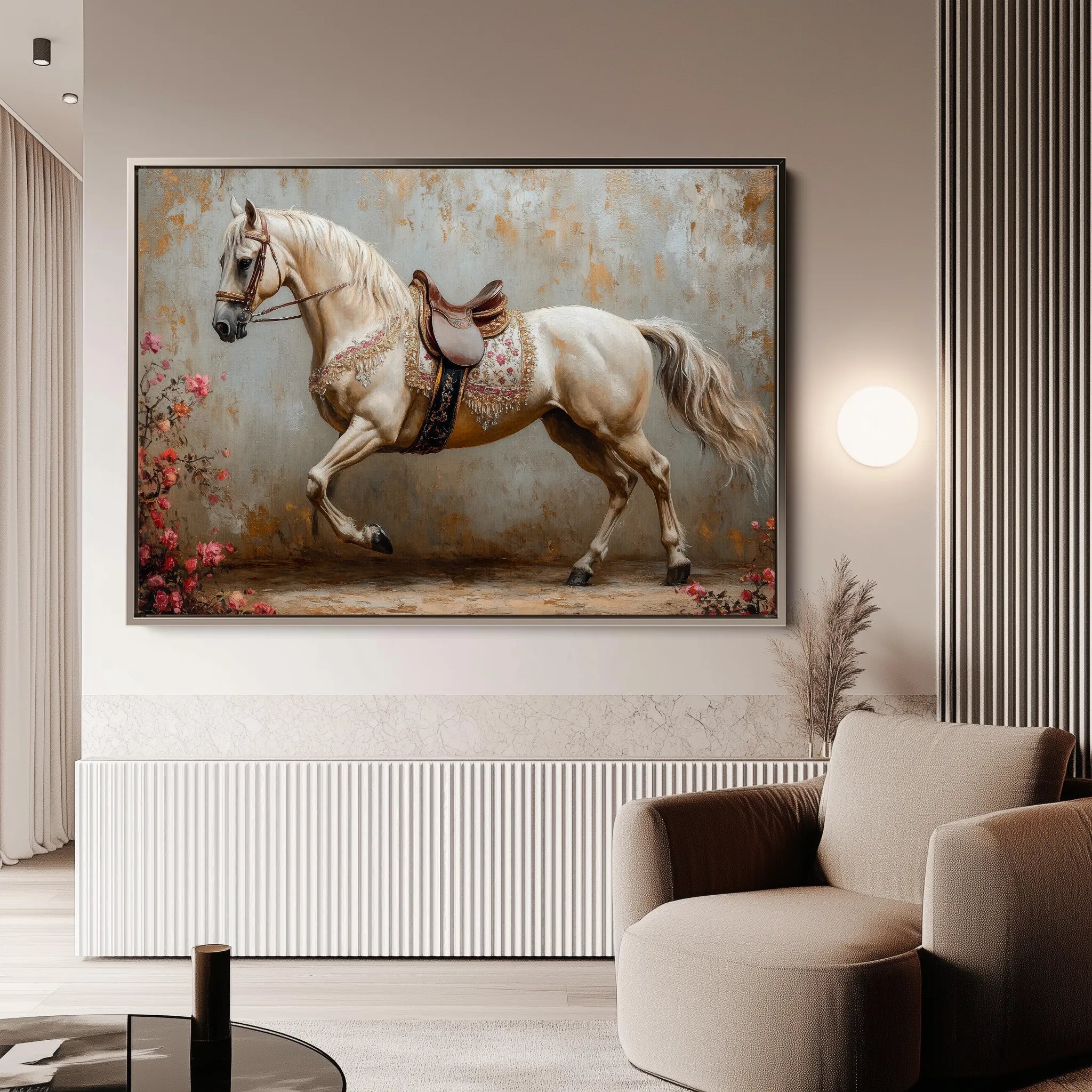 Horses 210 Canvas Art 60 x 40 cm / Black