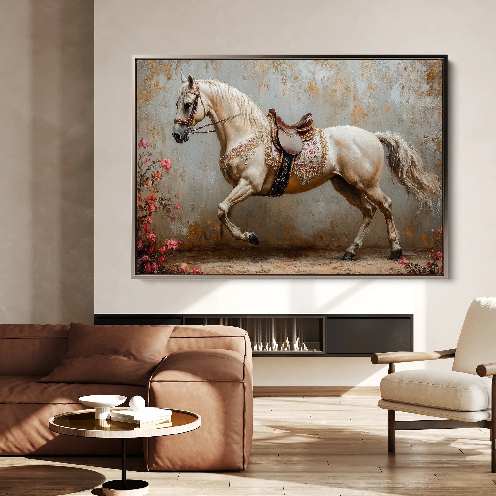 Horses 210 Canvas Art 60 x 40 cm / Black