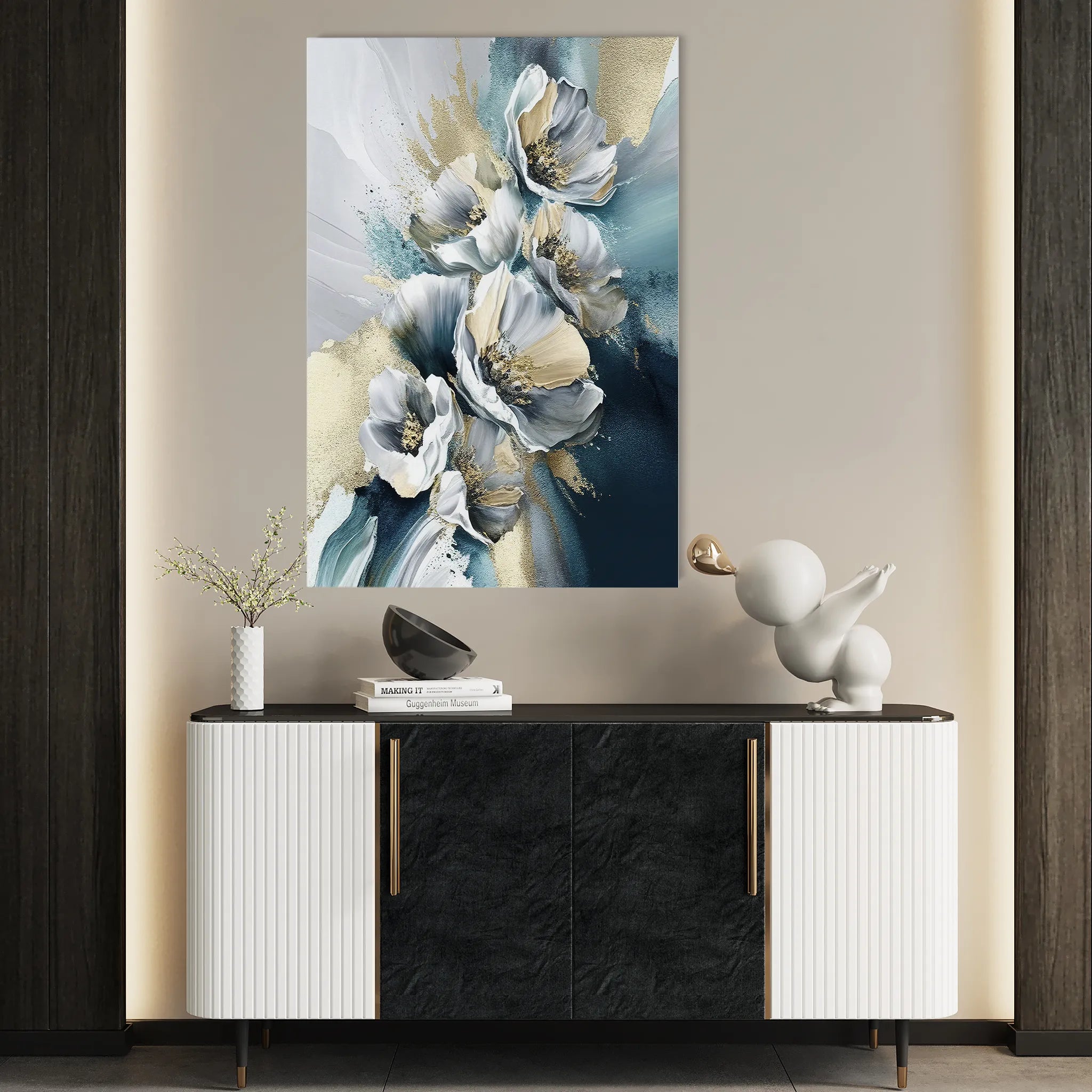 Floral 211 Canvas Art 60 x 40 cm / Black