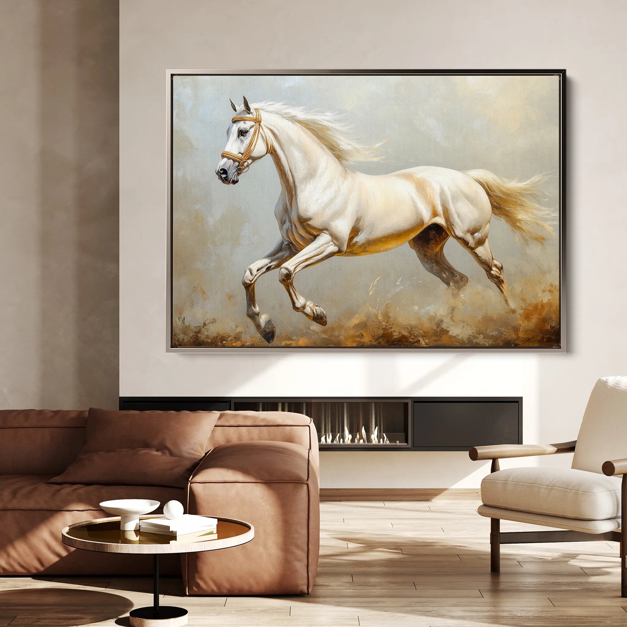 Horses 214 Canvas Art 60 x 40 cm / Black