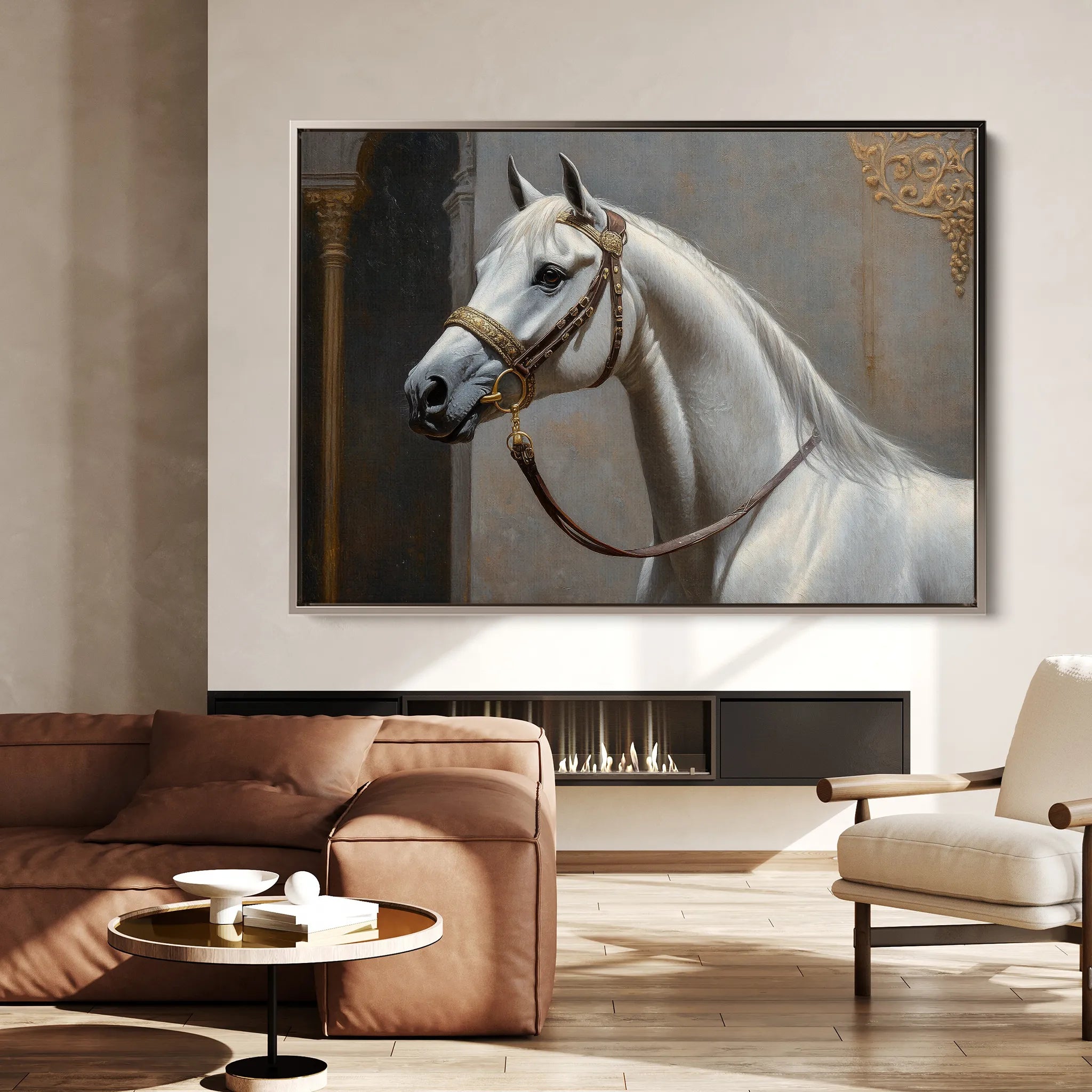 Horses 220 Canvas Art 60 x 40 cm / Black