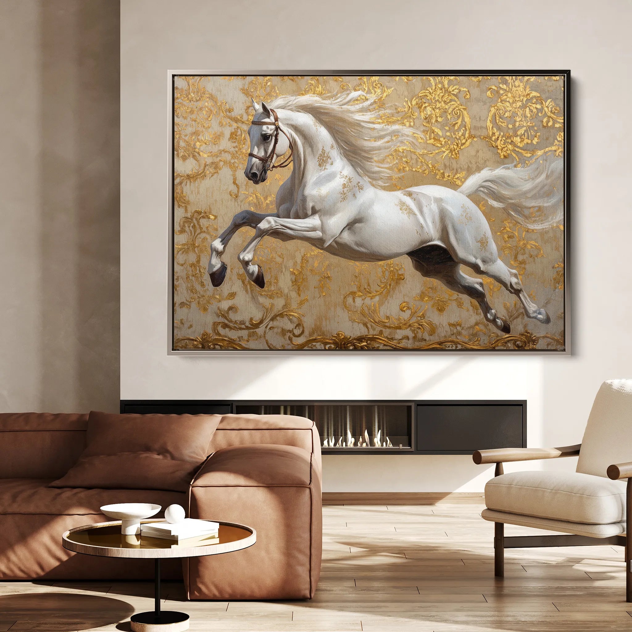 Horses 224 Canvas Art 60 x 40 cm / Black
