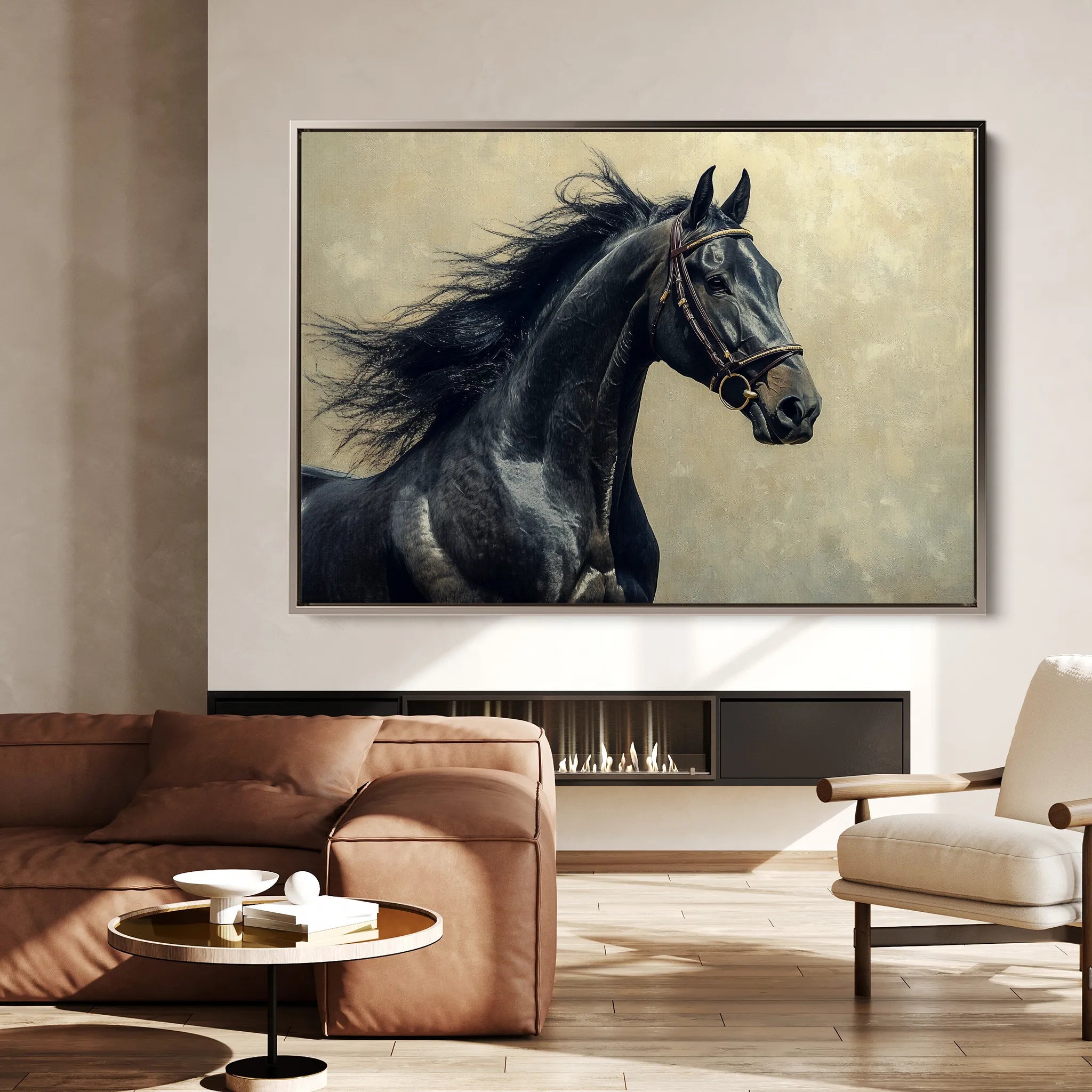 Horses 225 Canvas Art 60 x 40 cm / Black