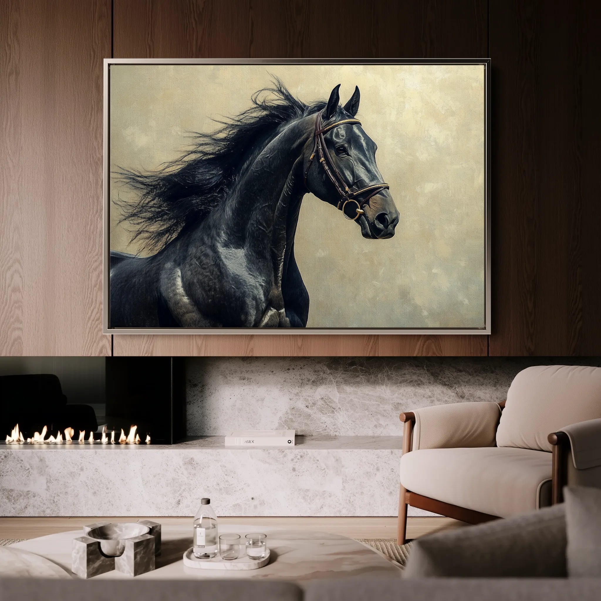 Horses 225 Canvas Art 60 x 40 cm / Black