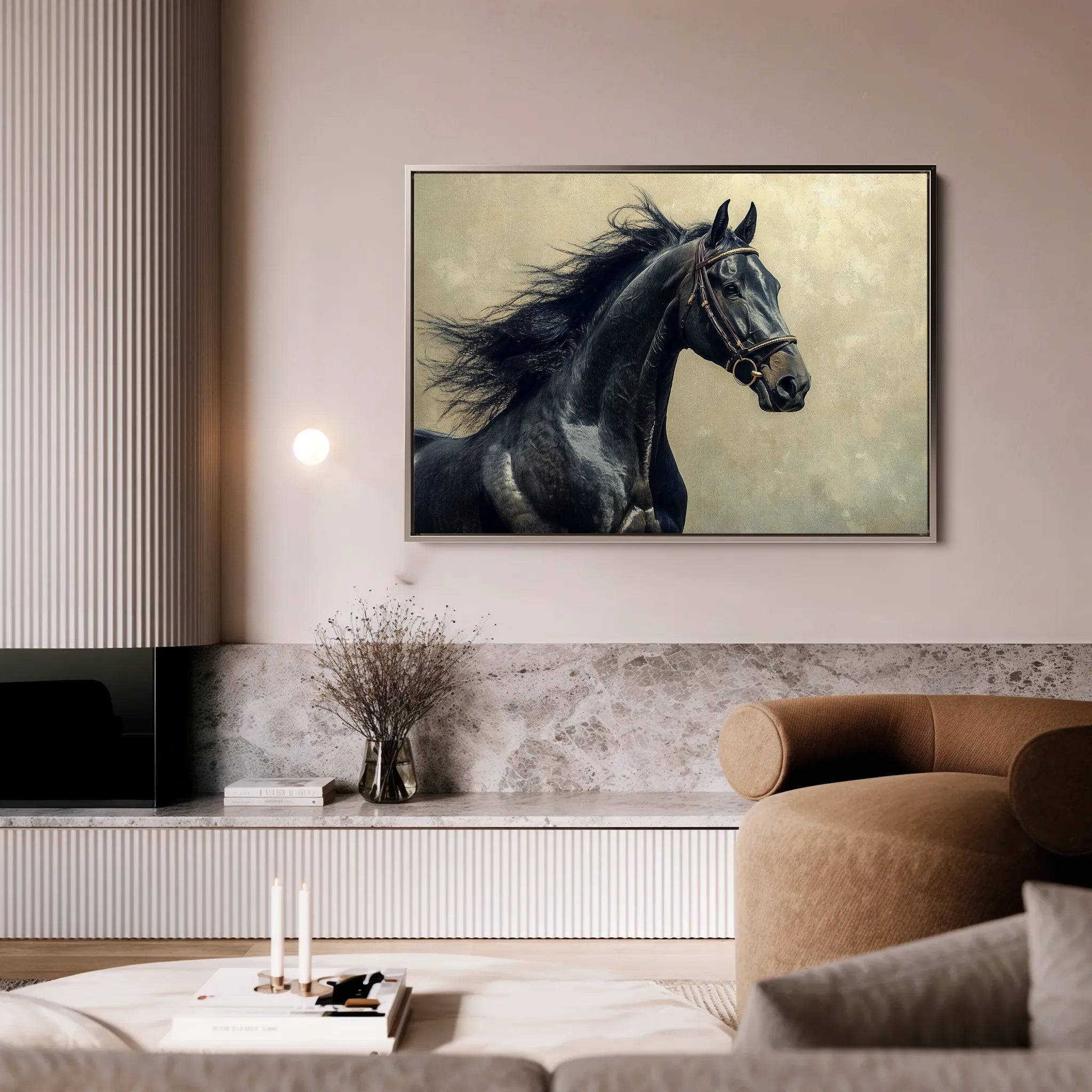 Horses 225 Canvas Art 60 x 40 cm / Black