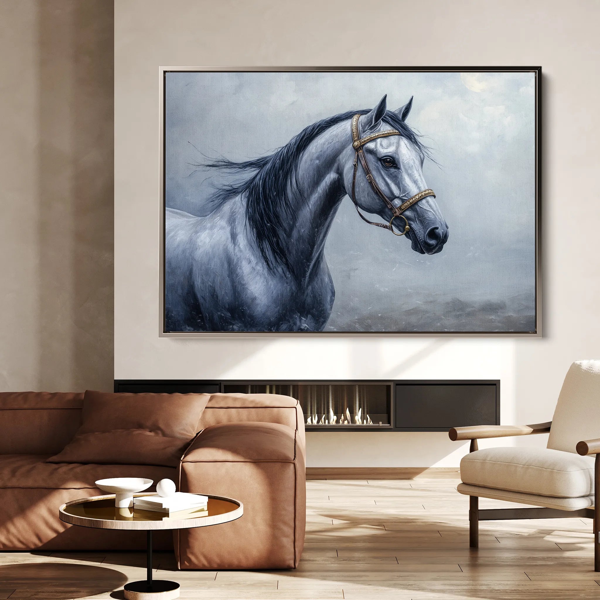 Horses 226 Canvas Art 60 x 40 cm / Black