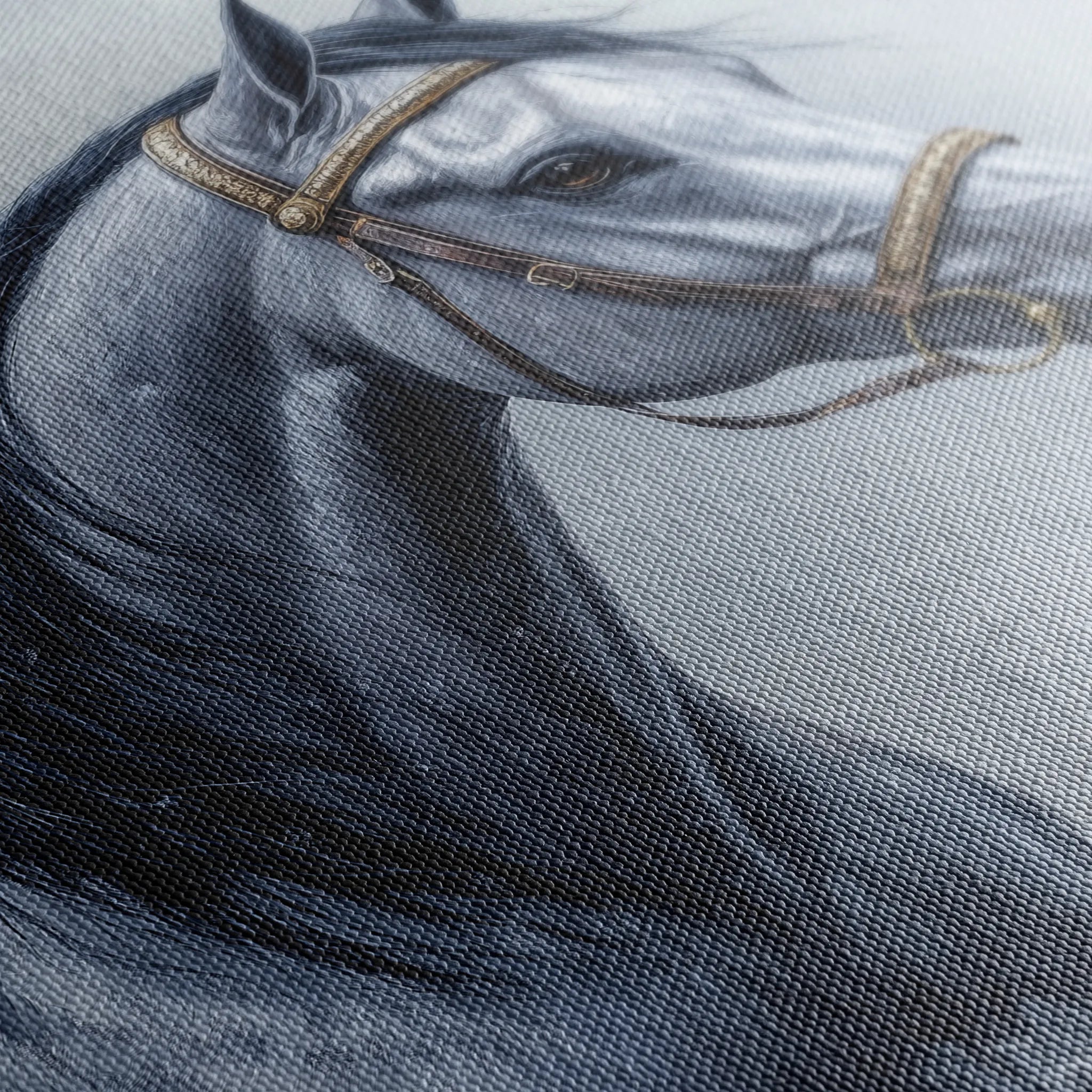Horses 226 Canvas Art 60 x 40 cm / Black
