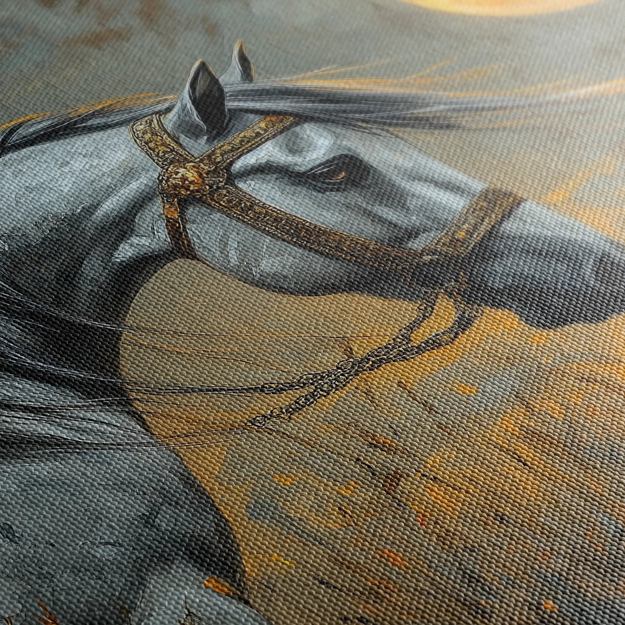 Horses 227 Canvas Art 60 x 40 cm / Black