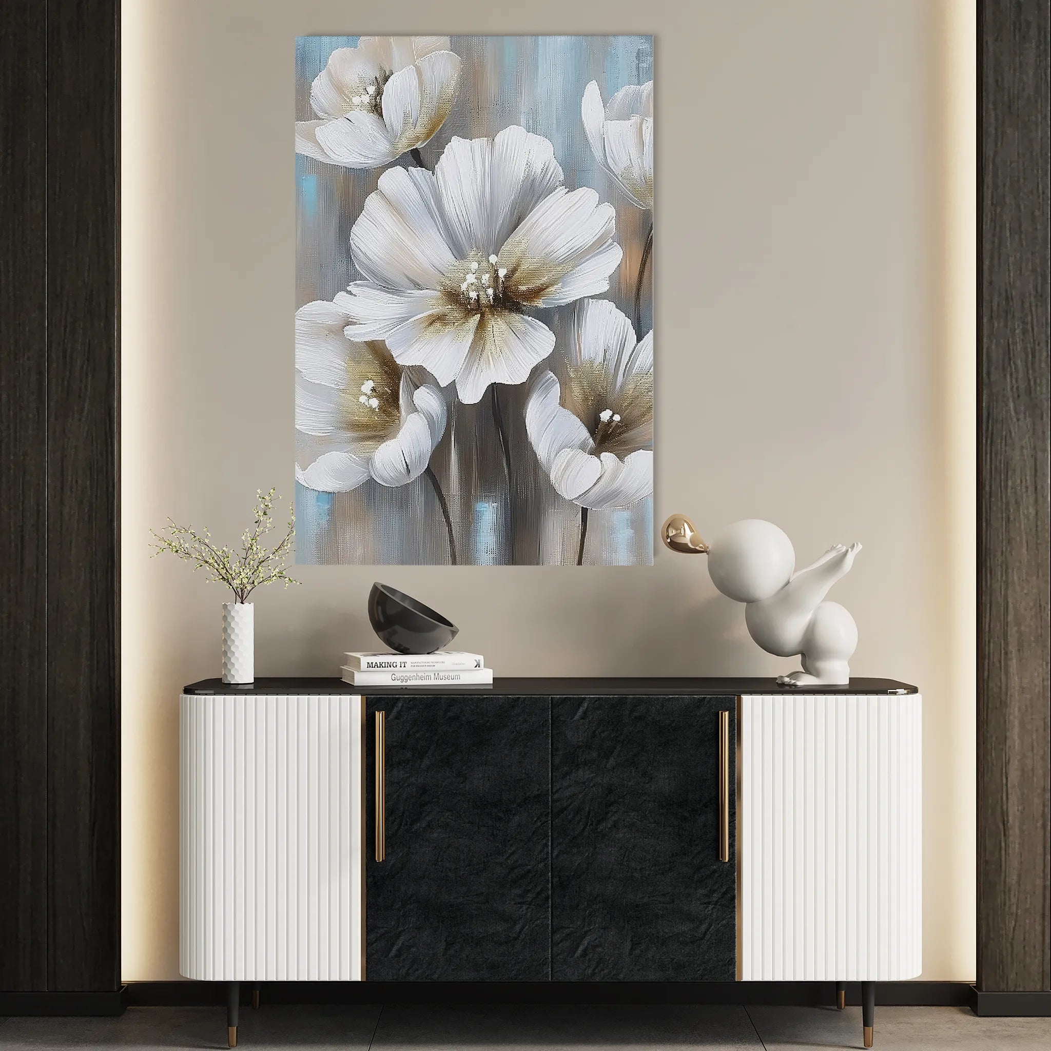 Floral 229 Canvas Art 60 x 40 cm / Black