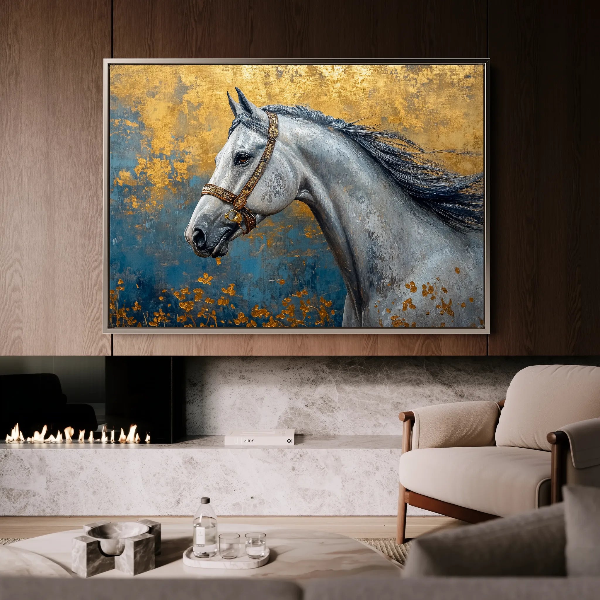 Horses 233 Canvas Art 60 x 40 cm / Black