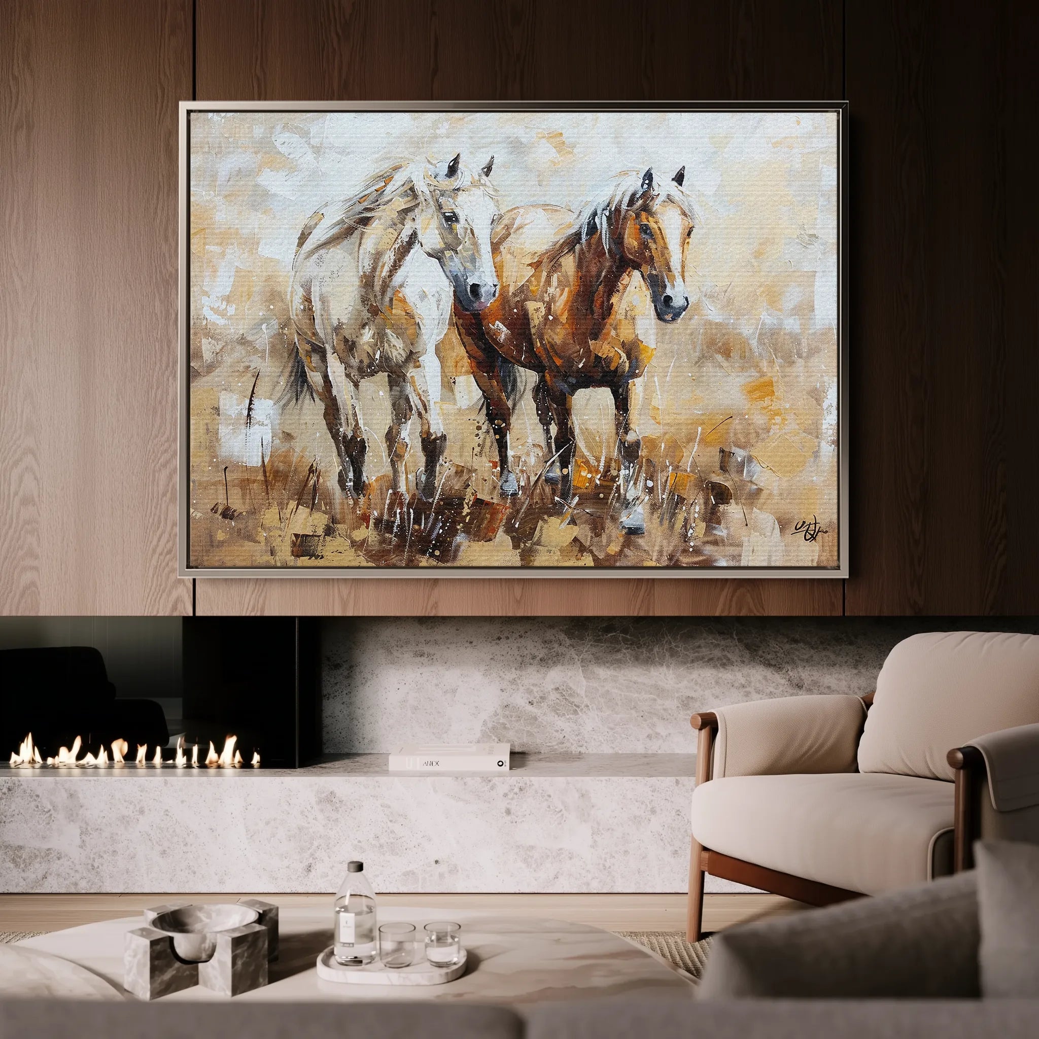 Horses 246 Canvas Art 60 x 40 cm / Black