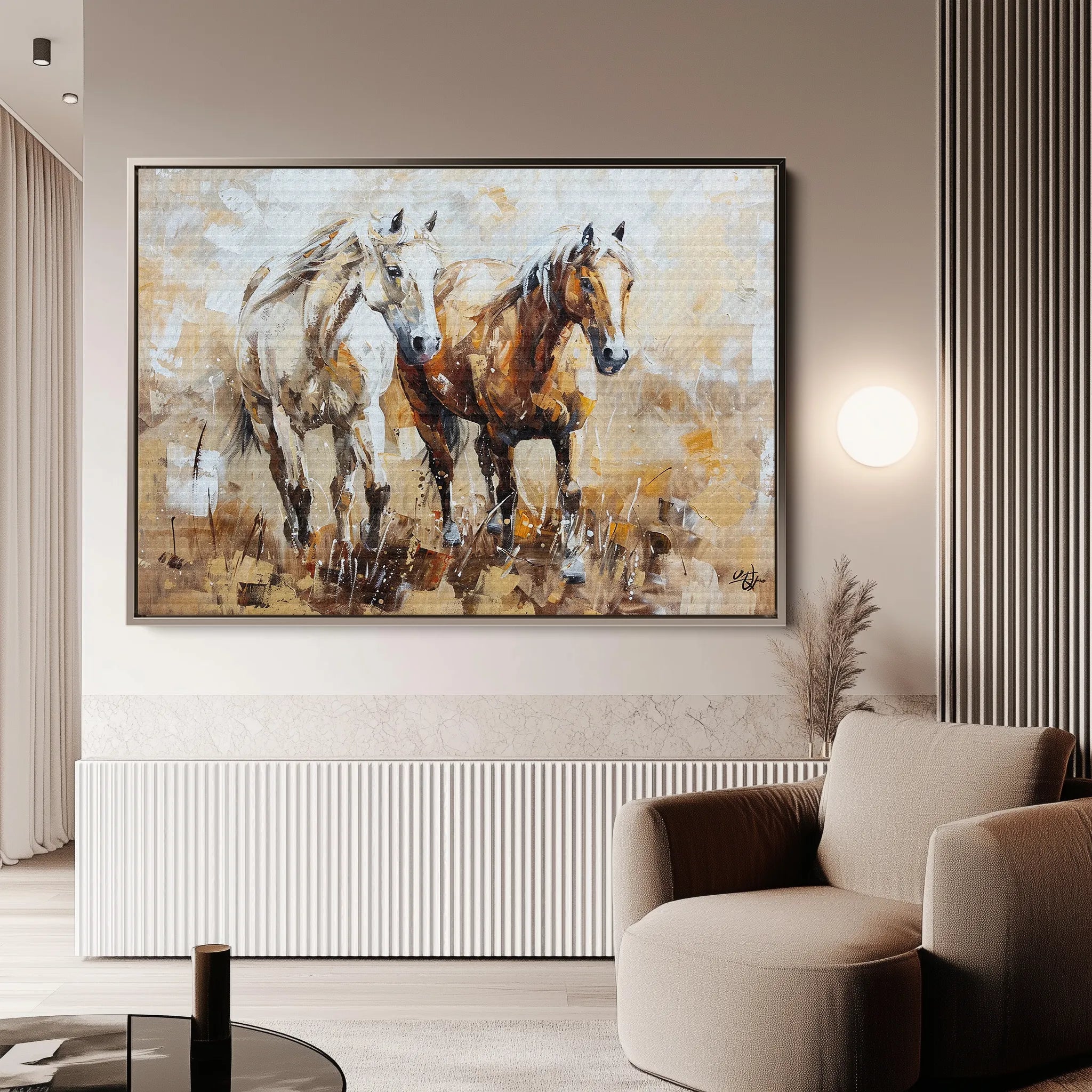 Horses 246 Canvas Art 60 x 40 cm / Black