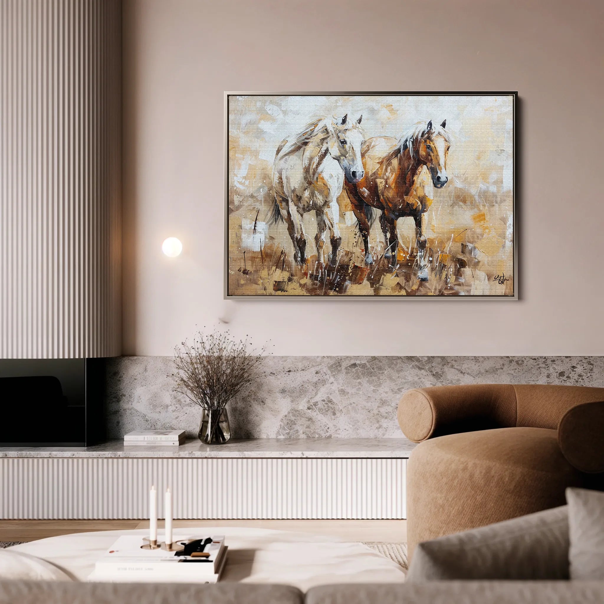 Horses 246 Canvas Art 60 x 40 cm / Black