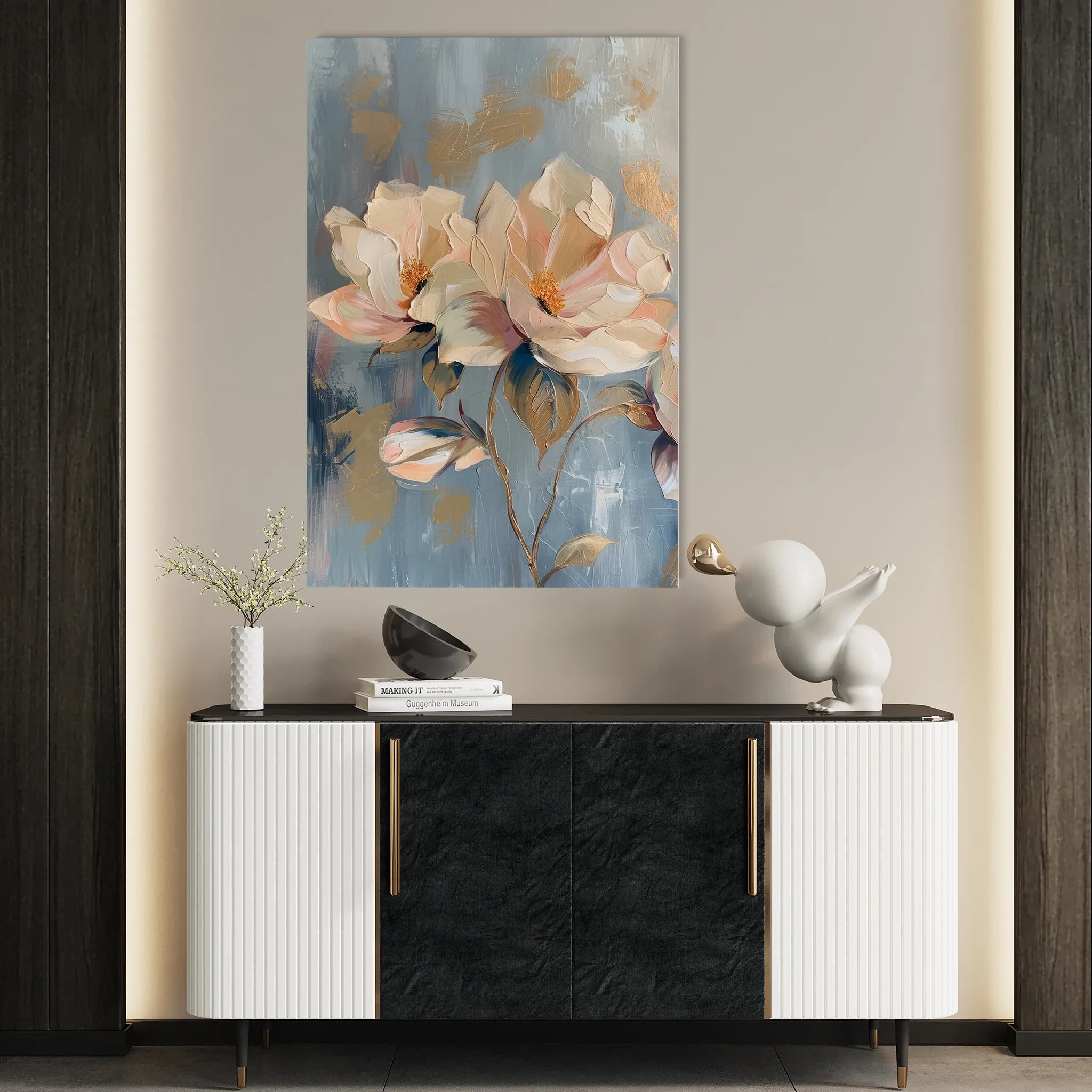 Floral 249 Canvas Art 60 x 40 cm / Black