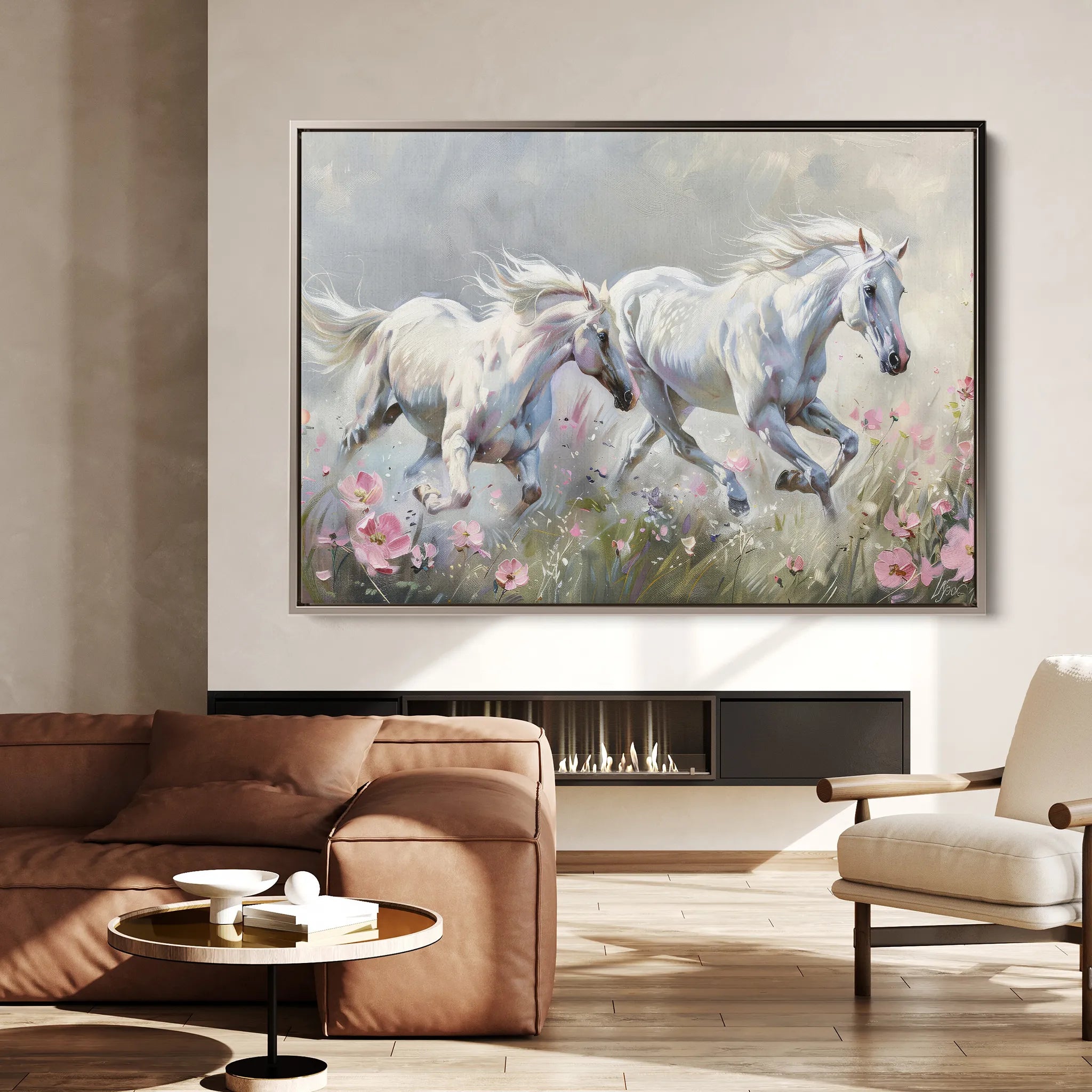Horses 250 Canvas Art 60 x 40 cm / Black