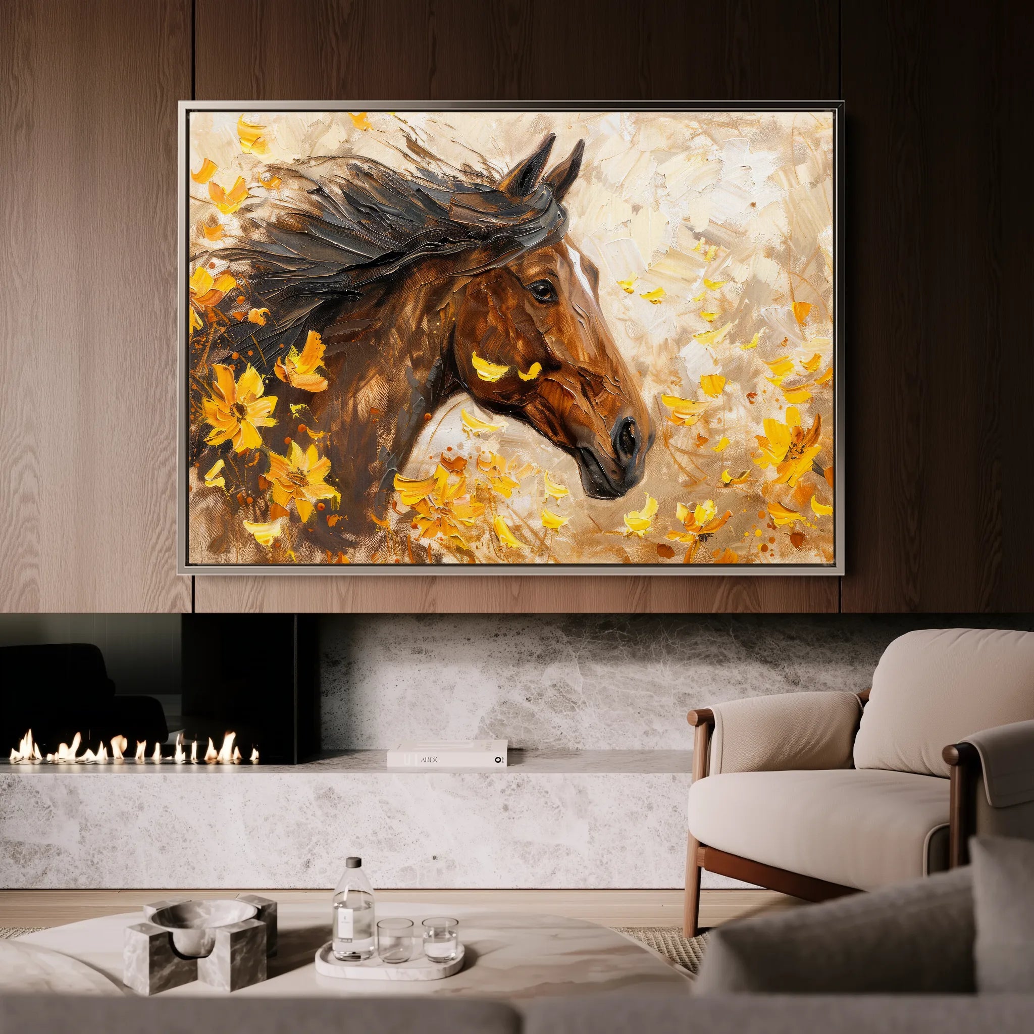 Horses 251 Canvas Art 60 x 40 cm / Black