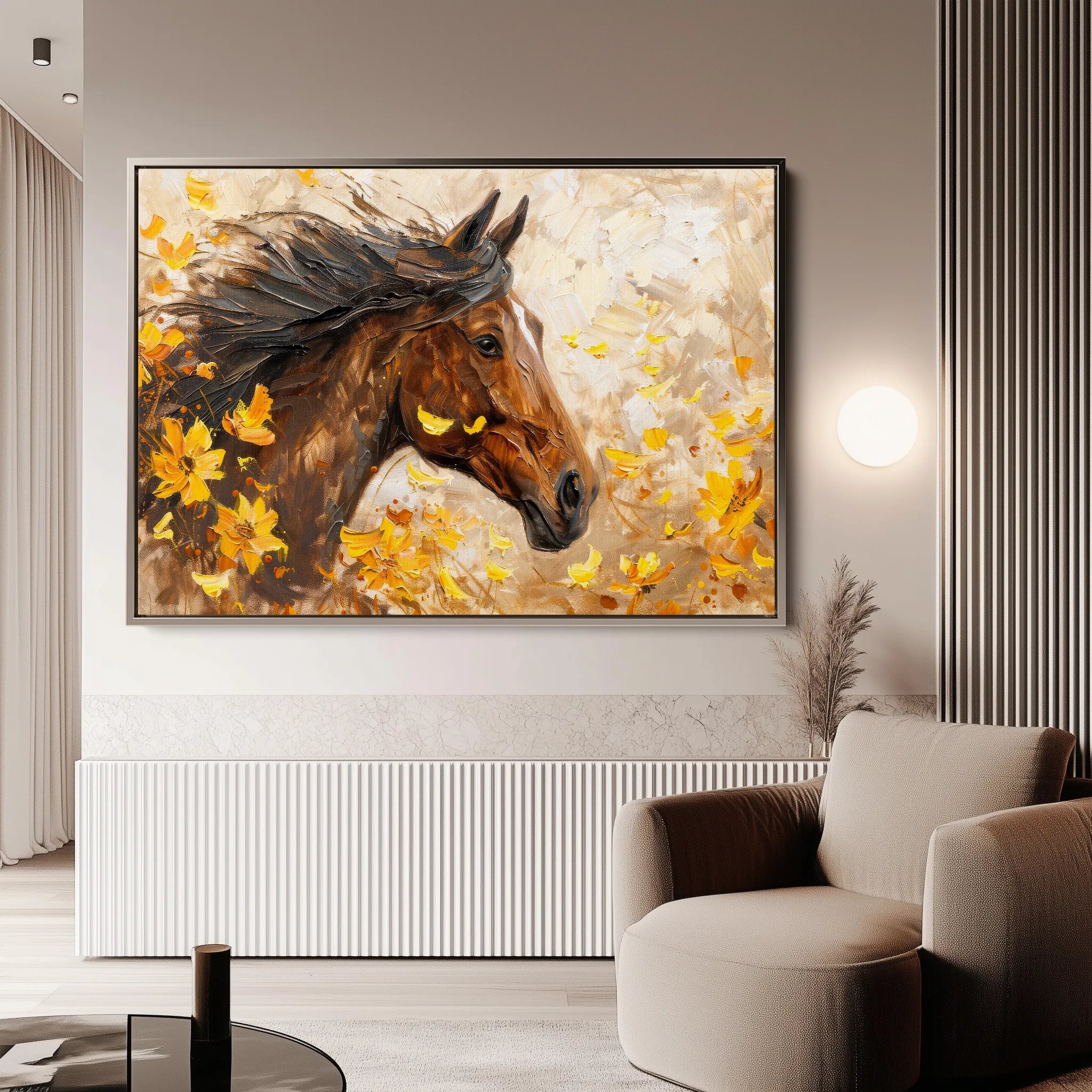 Horses 251 Canvas Art 60 x 40 cm / Black