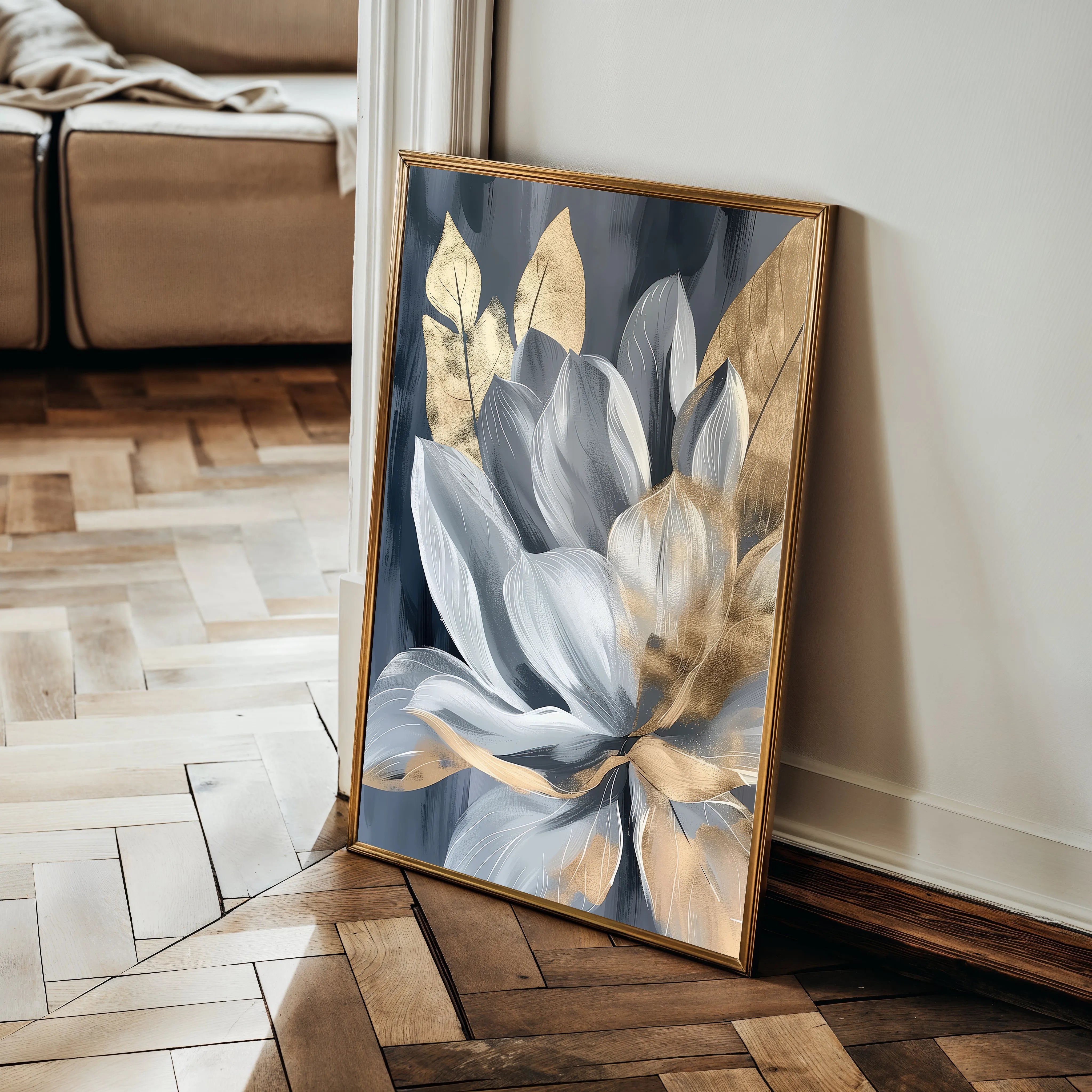 Floral 252 Canvas Art 60 x 40 cm / Black
