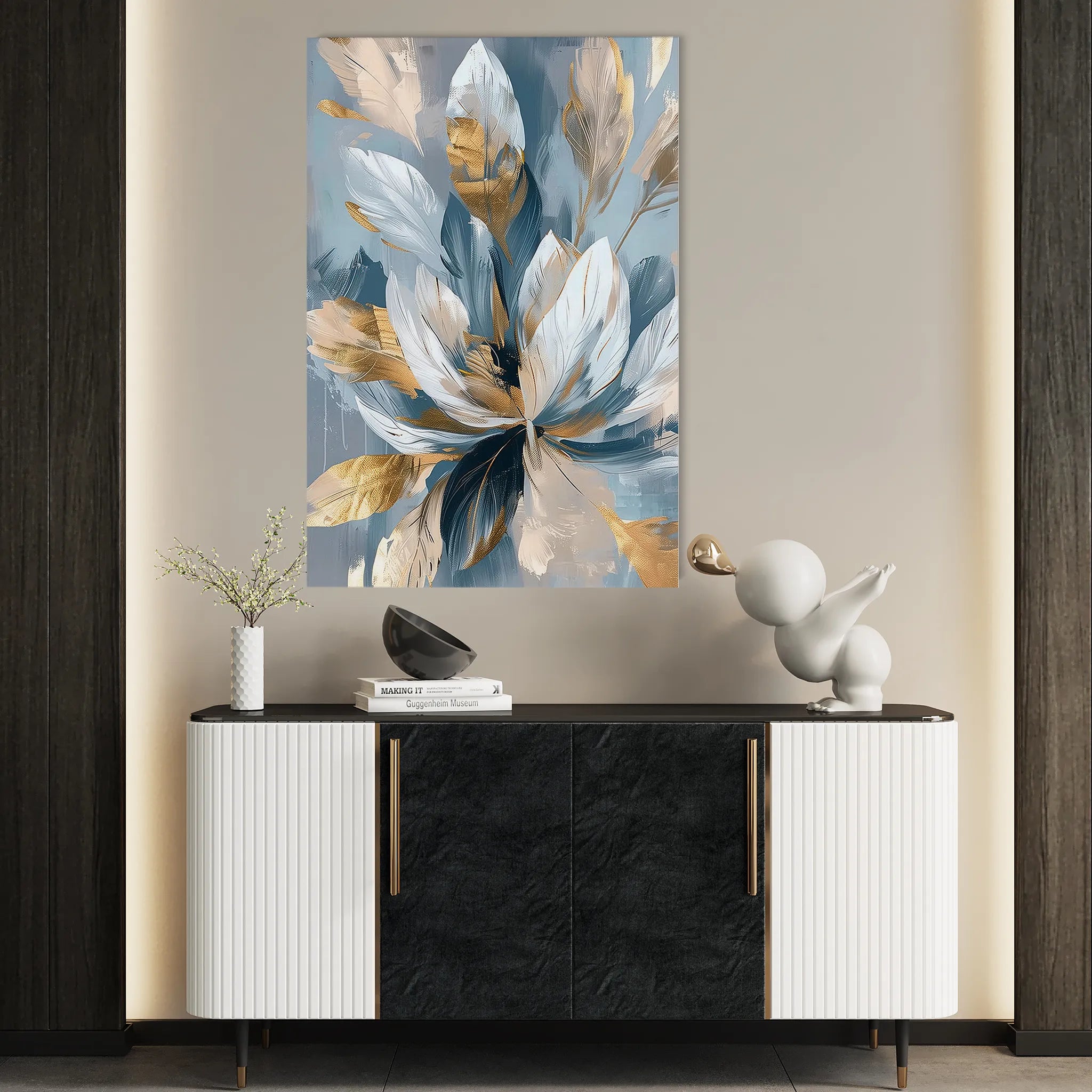 Floral 253 Canvas Art 60 x 40 cm / Black