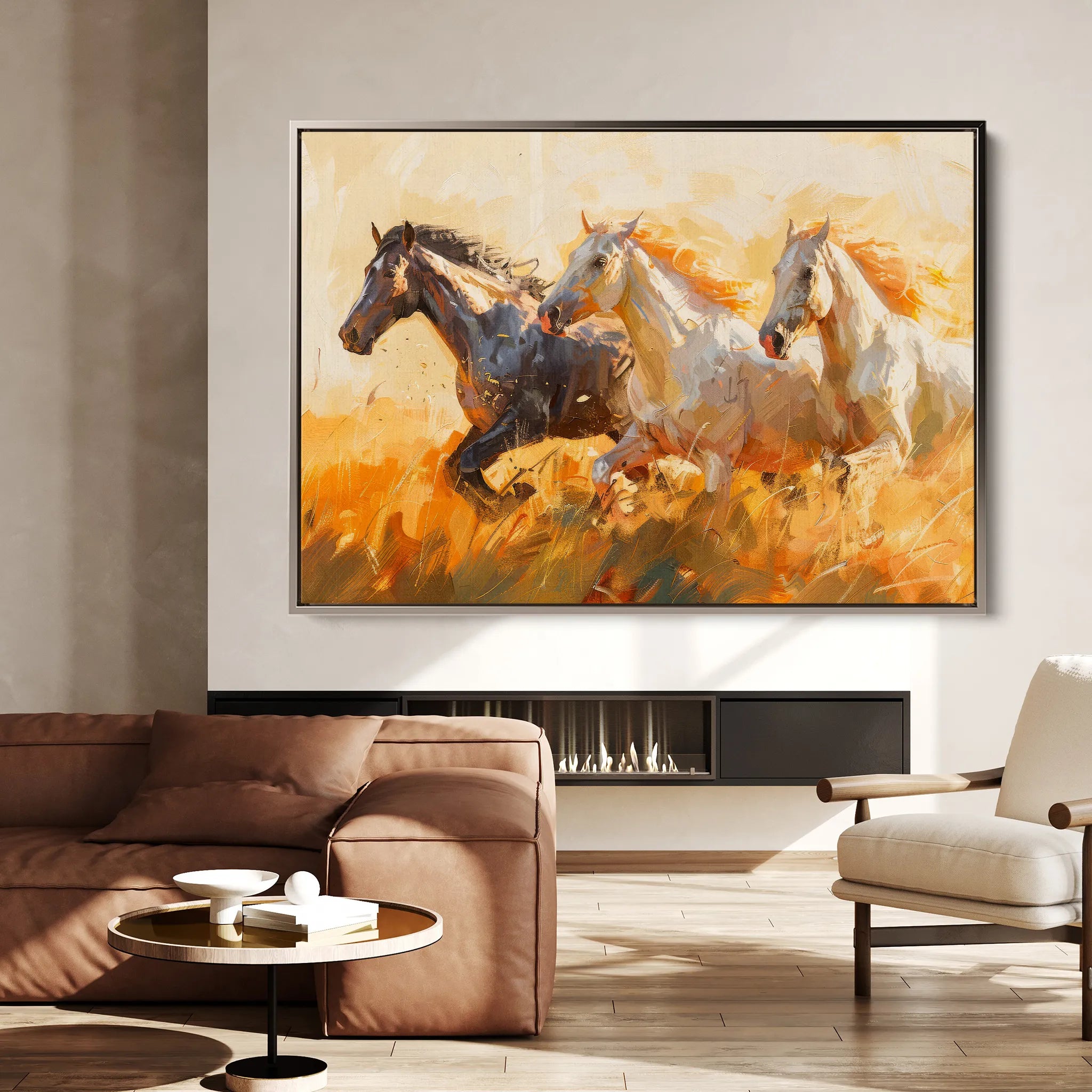 Horses 253 Canvas Art 60 x 40 cm / Black