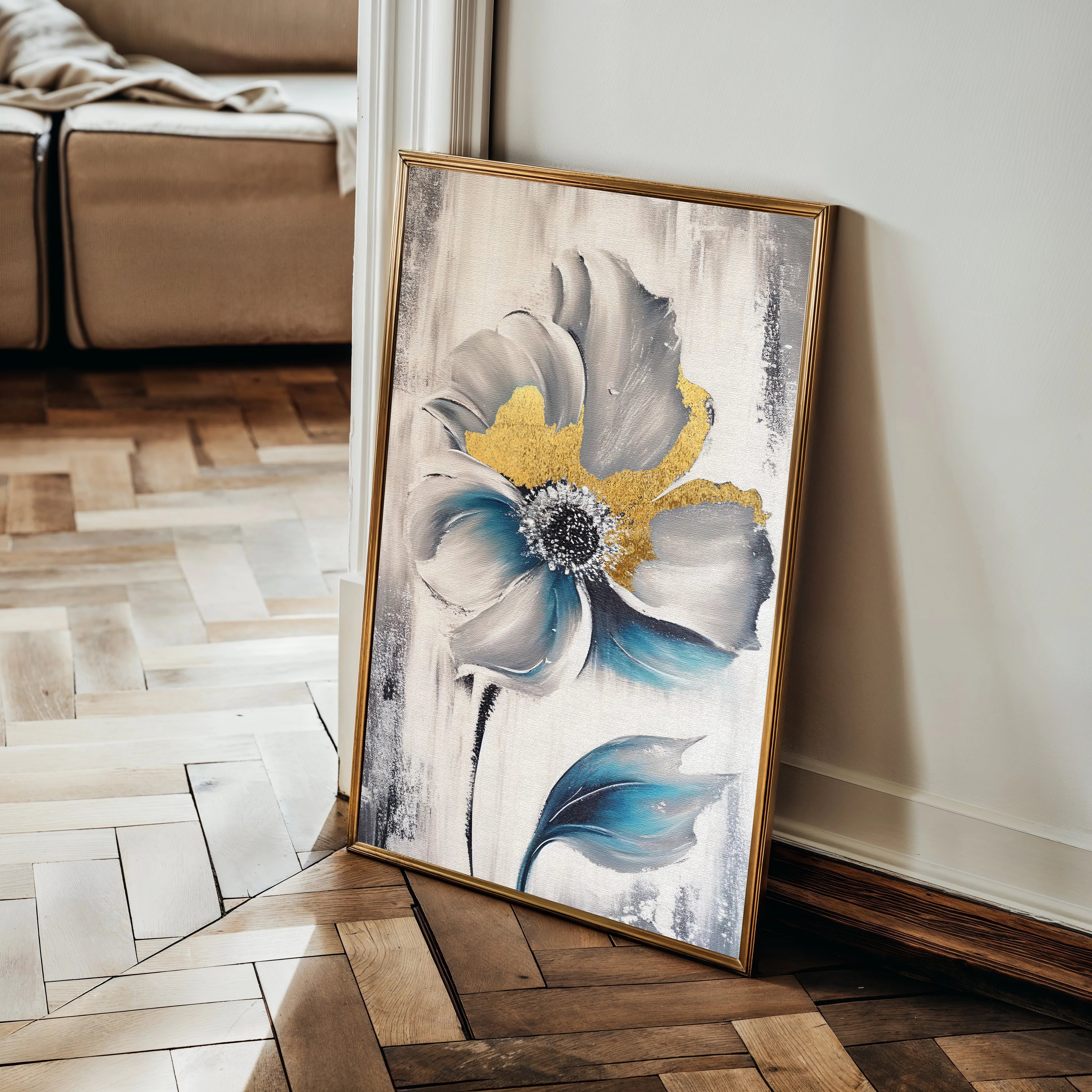 Floral 254 Canvas Art 60 x 40 cm / Black