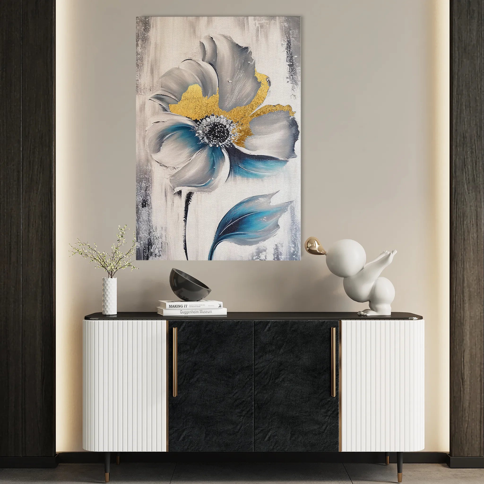 Floral 254 Canvas Art 60 x 40 cm / Black