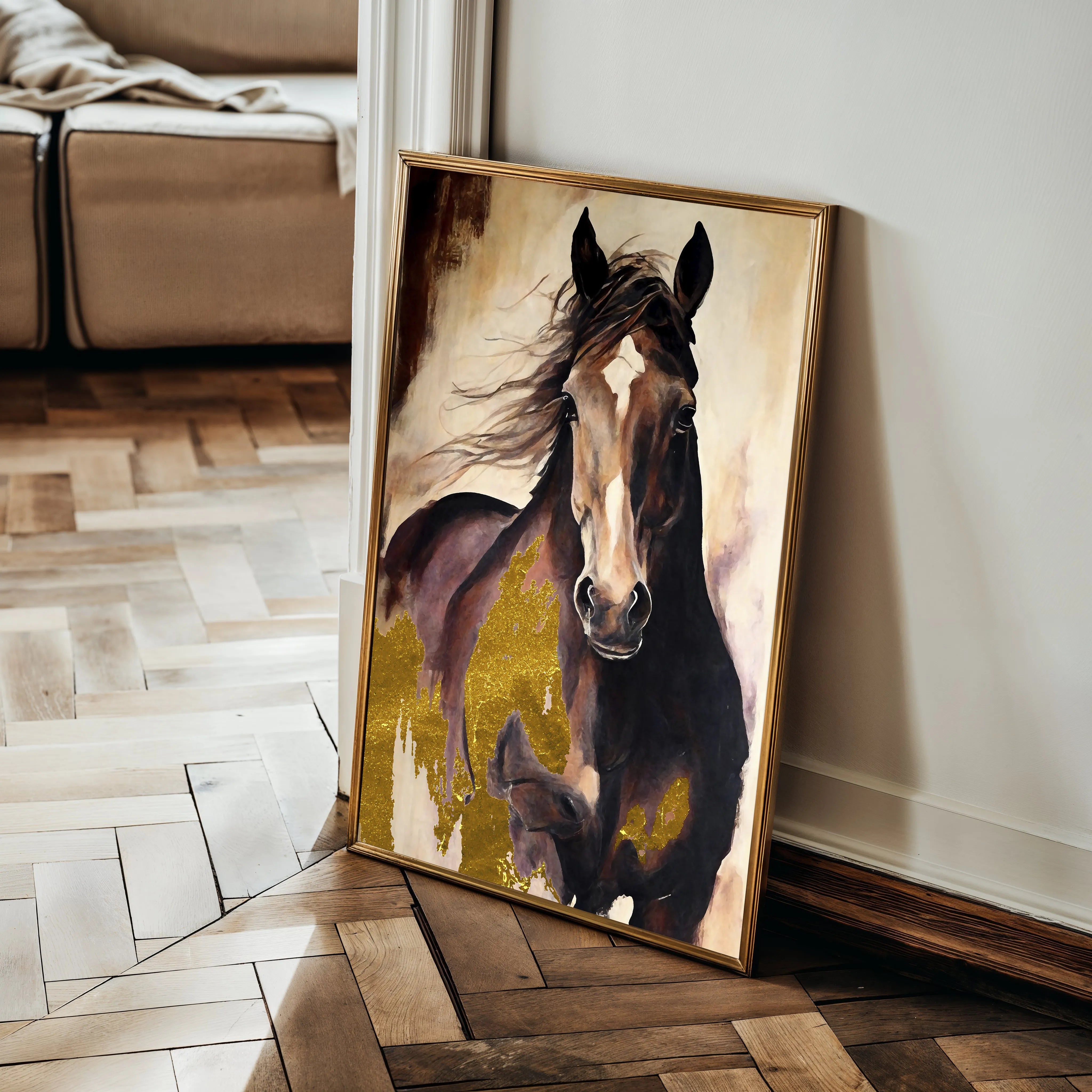 Horses 255 Canvas Art 60 x 40 cm / Black